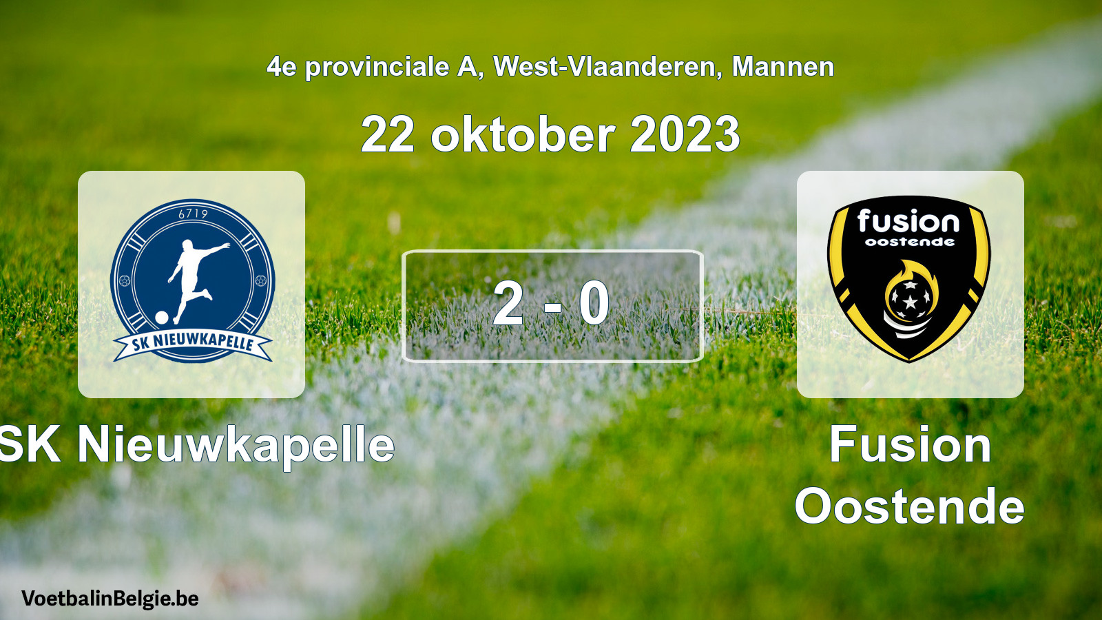 Gespieltes Spiel männer-Fußball: SK Nieuwkapelle - Fusion Oostende 2 - 0 (22 Oktober 2023)