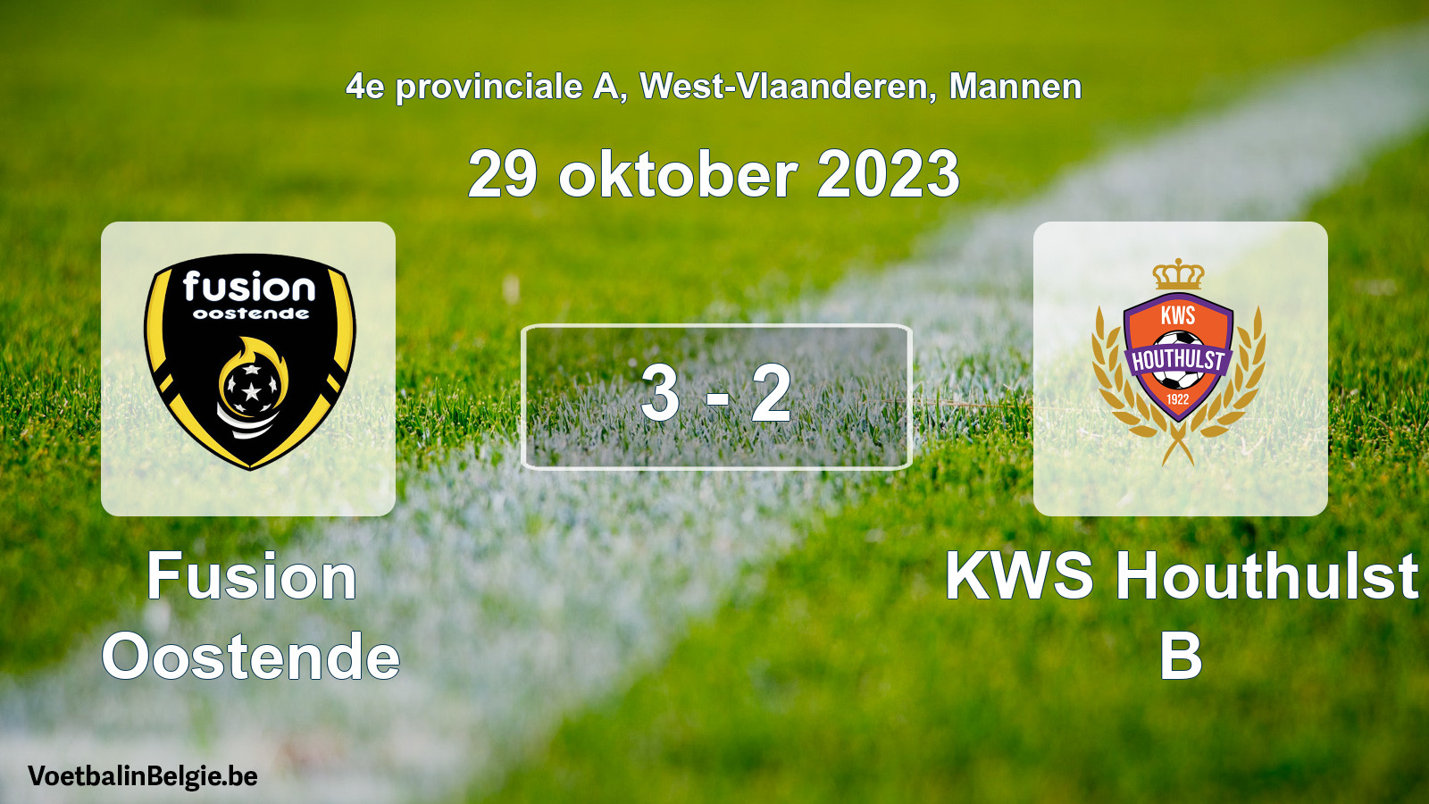 Gespeelde wedstrijd mannenvoetbal: Fusion Oostende - KWS Houthulst B 3 - 2 (29 oktober 2023)