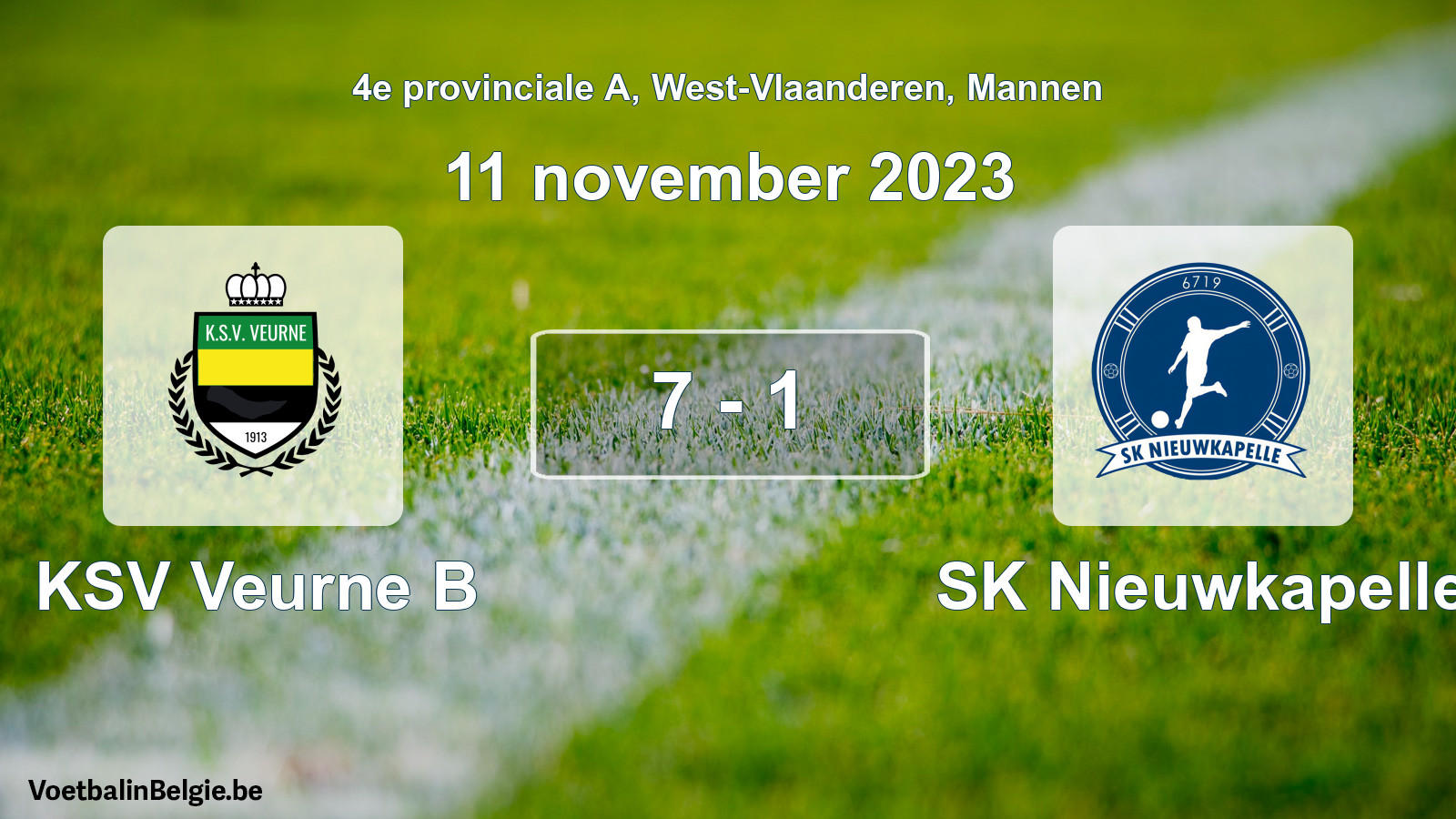 Gespeelde wedstrijd mannenvoetbal: KSV Veurne B - SK Nieuwkapelle 7 - 1 (11 november 2023)