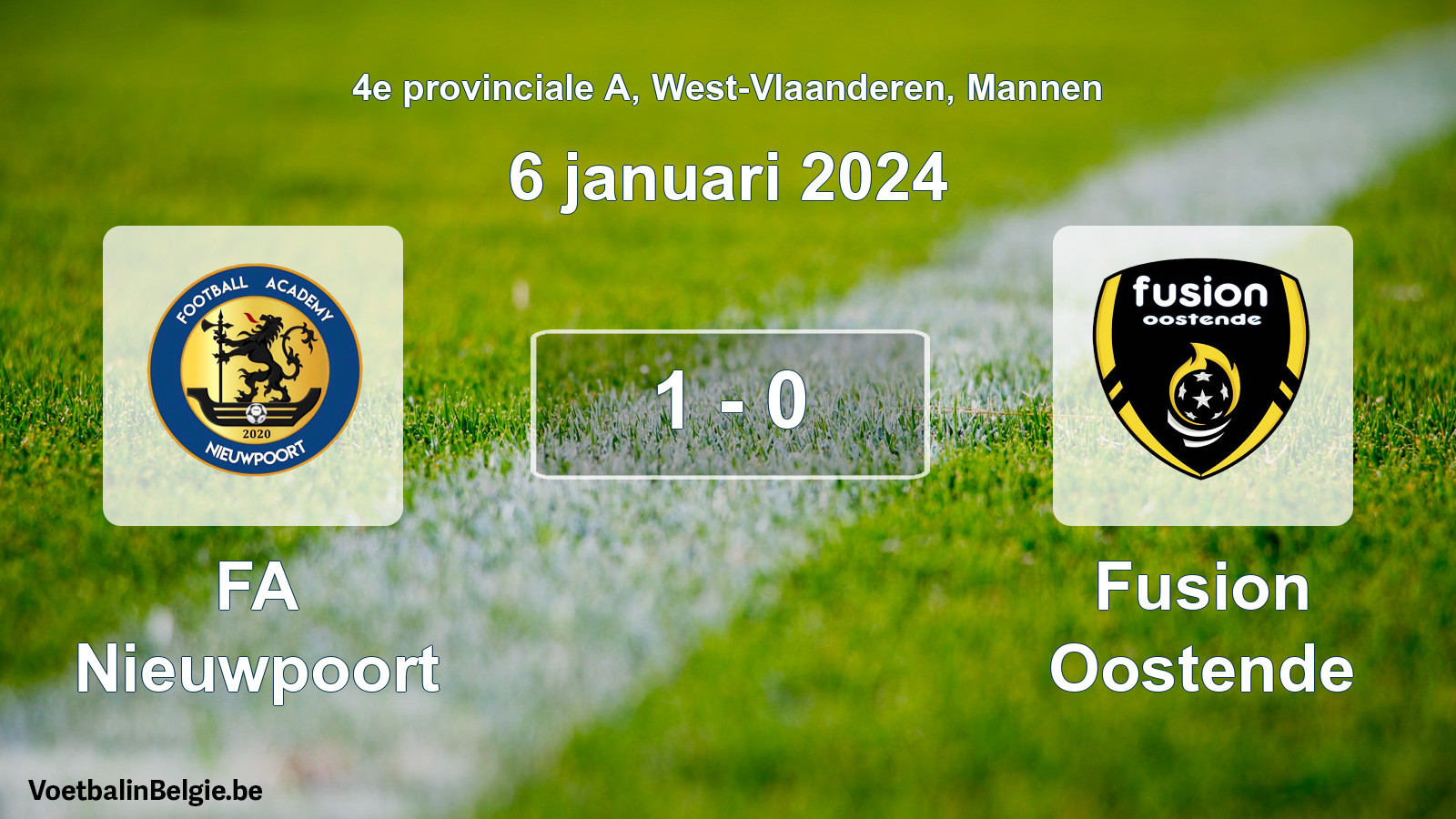 Gespeelde wedstrijd mannenvoetbal: FA Nieuwpoort - Fusion Oostende 1 - 0 (6 januari 2024)
