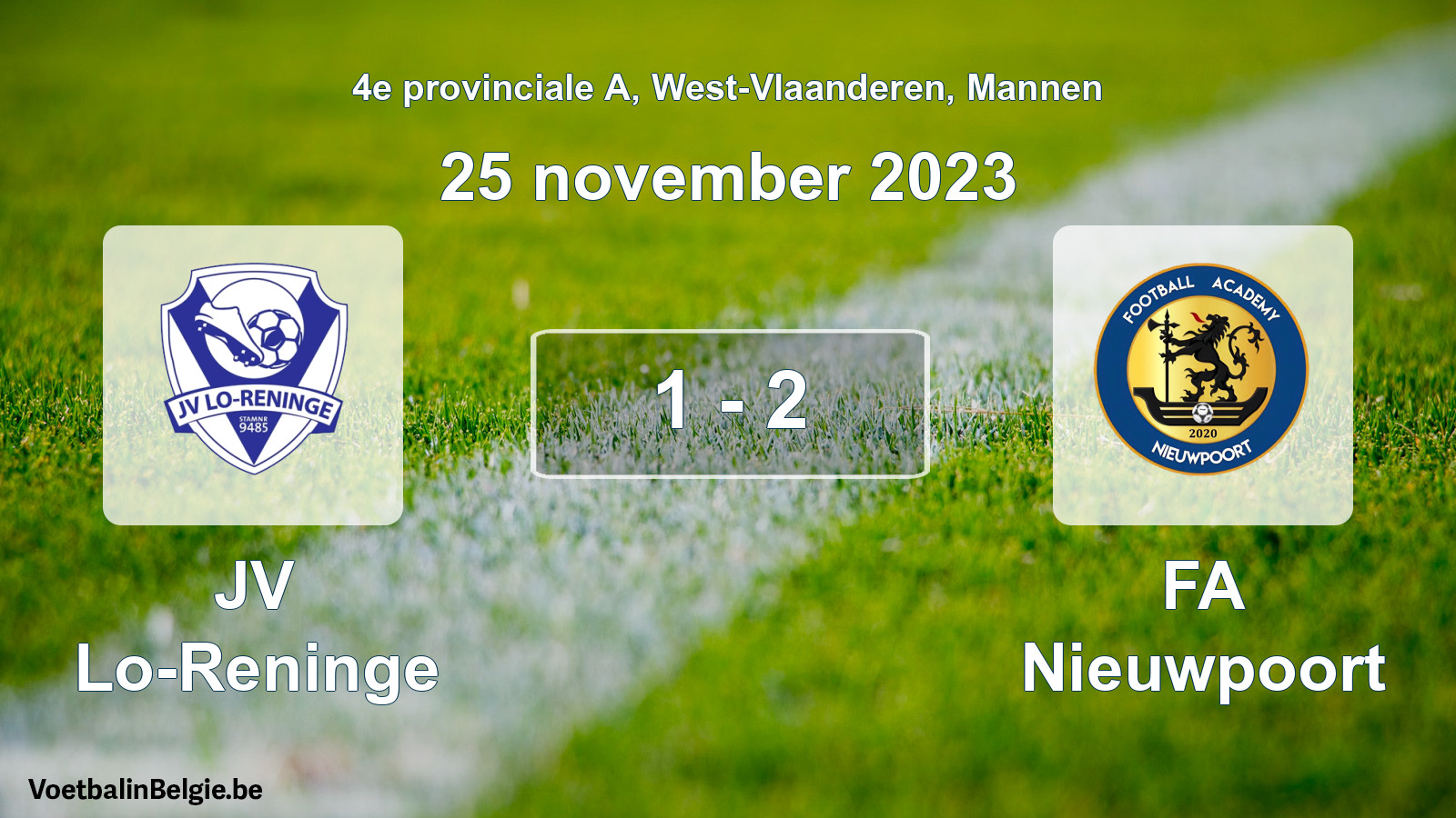 Gespeelde wedstrijd mannenvoetbal: JV Lo-Reninge - FA Nieuwpoort 1 - 2 (25 november 2023)