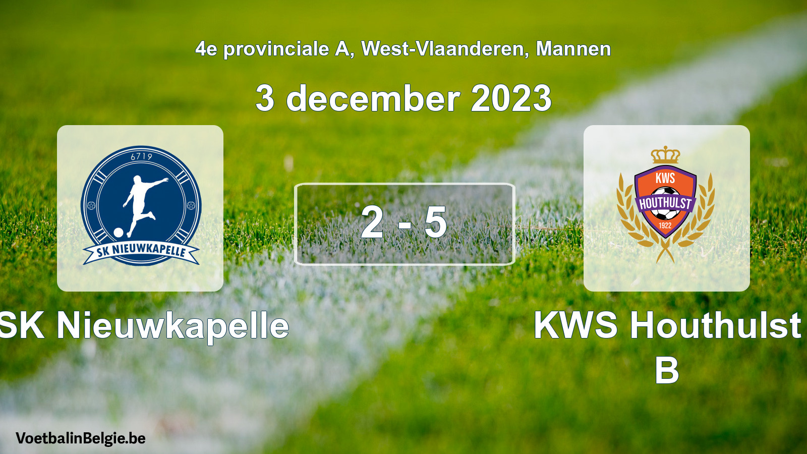 Gespeelde wedstrijd mannenvoetbal: SK Nieuwkapelle - KWS Houthulst B 2 - 5 (3 december 2023)