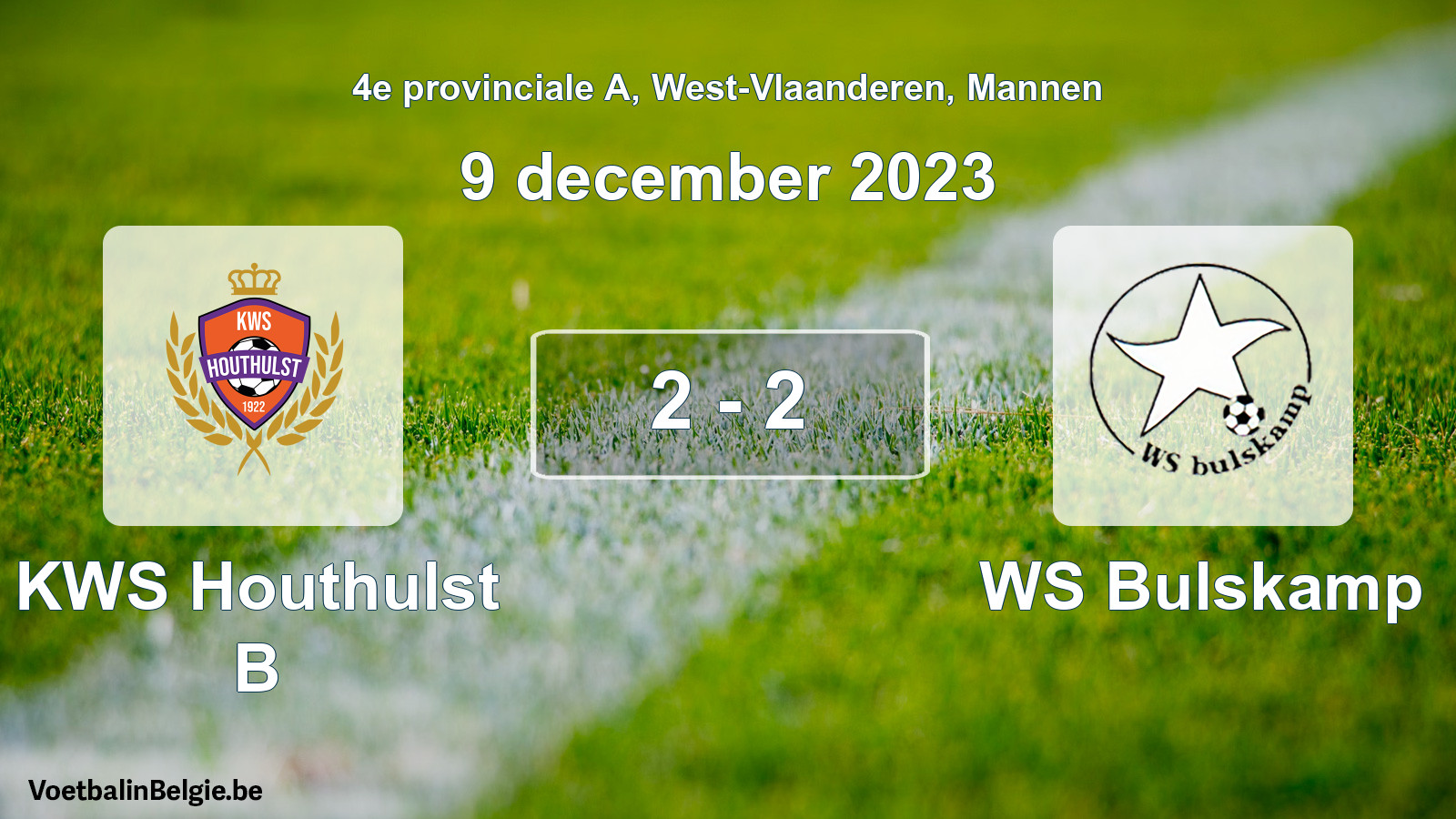 Gespeelde wedstrijd mannenvoetbal: KWS Houthulst B - WS Bulskamp 2 - 2 (9 december 2023)