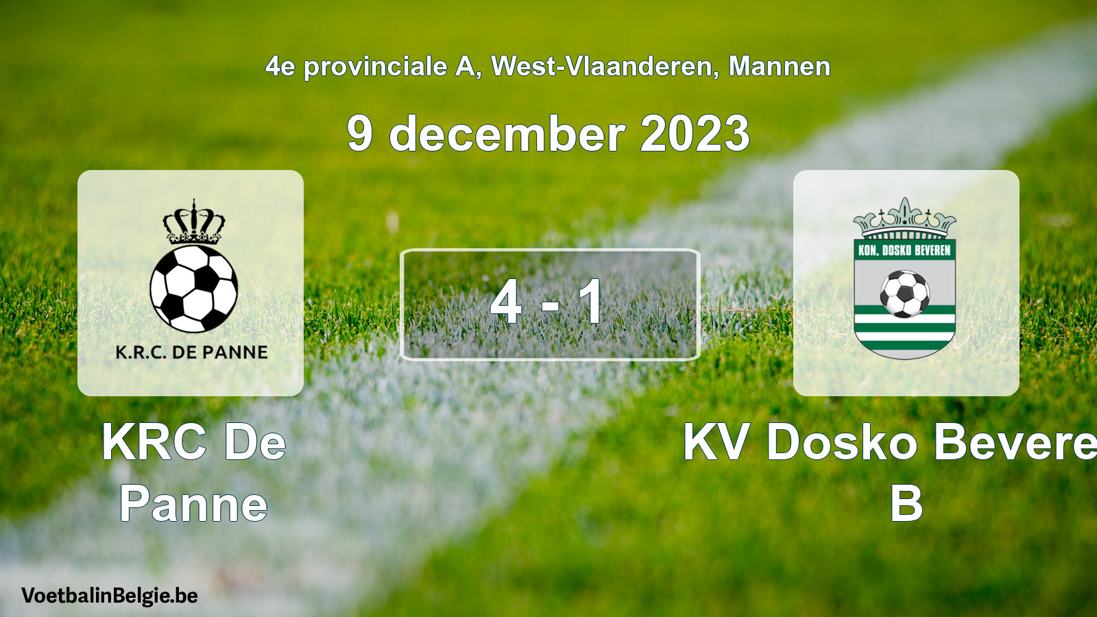Gespeelde wedstrijd mannenvoetbal: KRC De Panne - KV Dosko Beveren B 4 - 1 (9 december 2023)