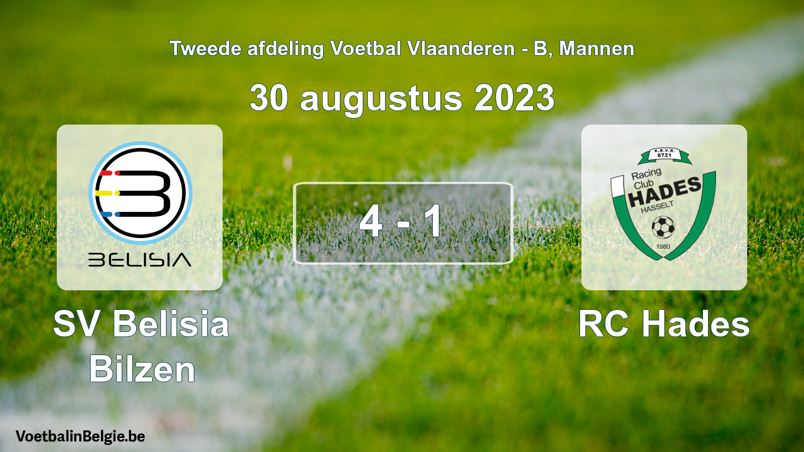 Gespeelde wedstrijd mannenvoetbal: SV Belisia Bilzen - RC Hades 4 - 1 (30 augustus 2023)