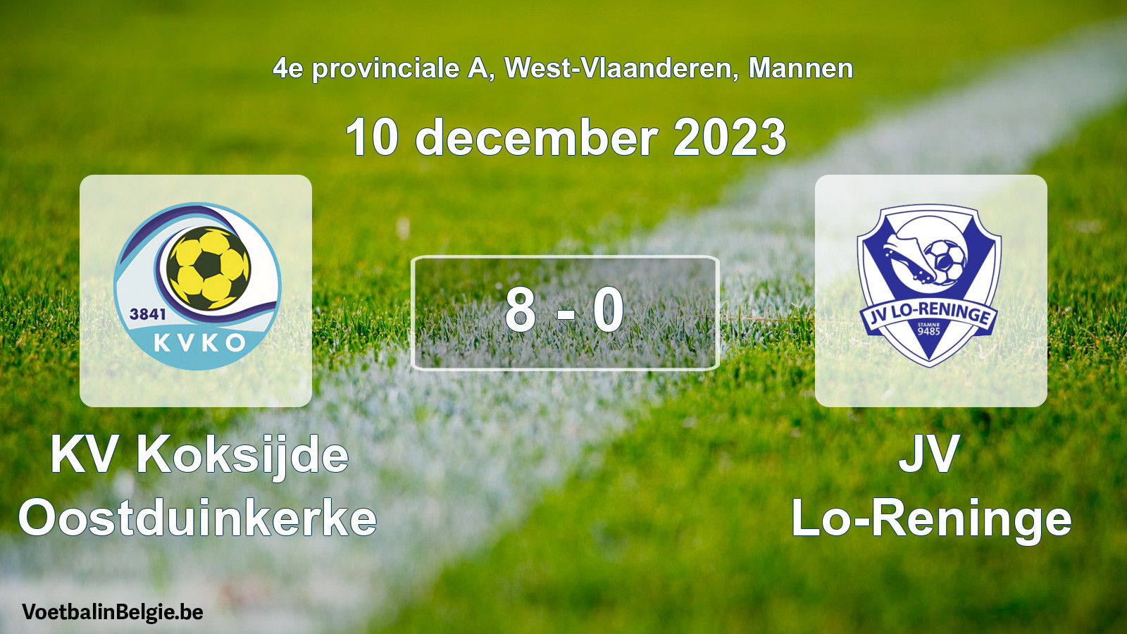 Gespeelde wedstrijd mannenvoetbal: KV Koksijde Oostduinkerke - JV Lo-Reninge 8 - 0 (10 december 2023)