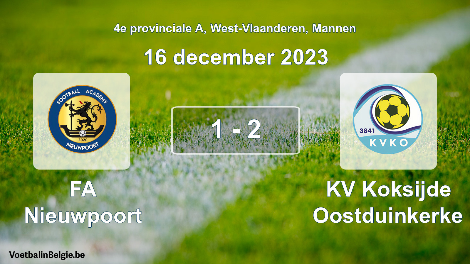 Played match men football: FA Nieuwpoort - KV Koksijde Oostduinkerke 1 - 2 (16 December 2023)