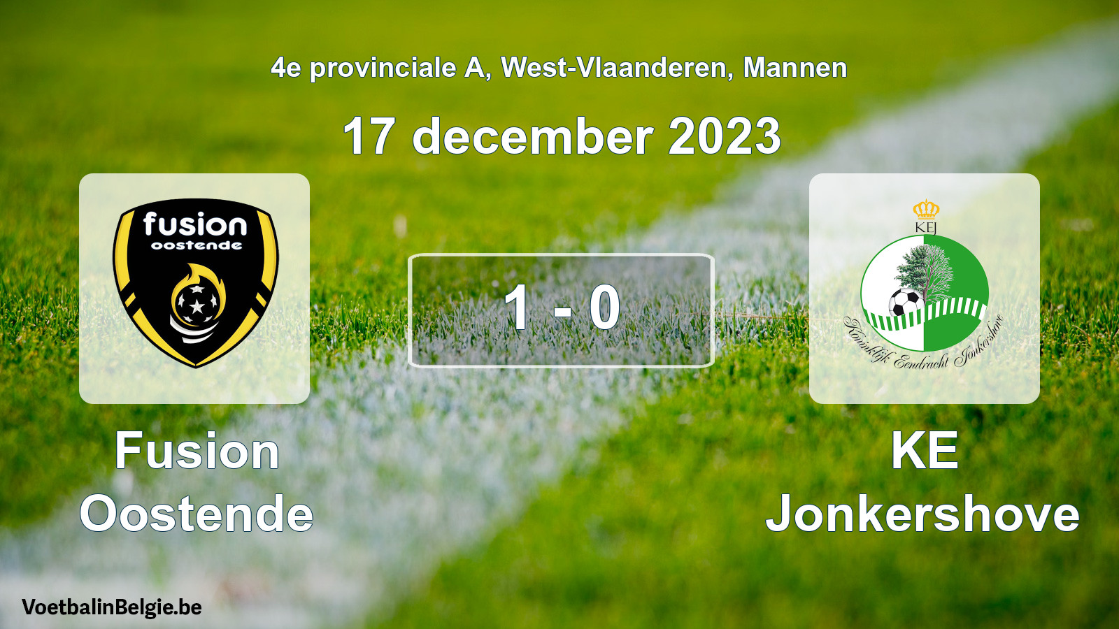 Gespeelde wedstrijd mannenvoetbal: Fusion Oostende - KE Jonkershove 1 - 0 (17 december 2023)