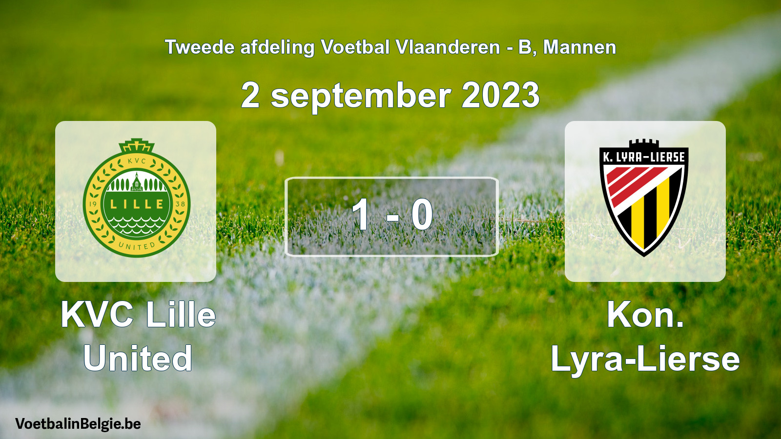 Gespeelde wedstrijd mannenvoetbal: KVC Lille United - Kon. Lyra-Lierse 1 - 0 (2 september 2023)