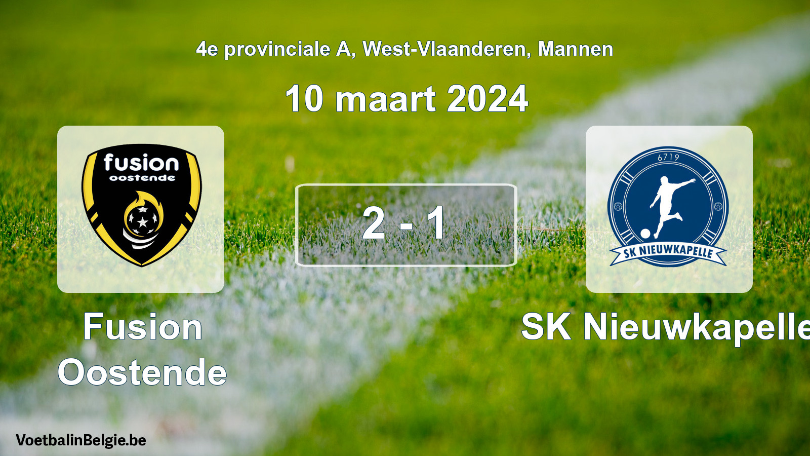Gespeelde wedstrijd mannenvoetbal: Fusion Oostende - SK Nieuwkapelle 2 - 1 (10 maart 2024)