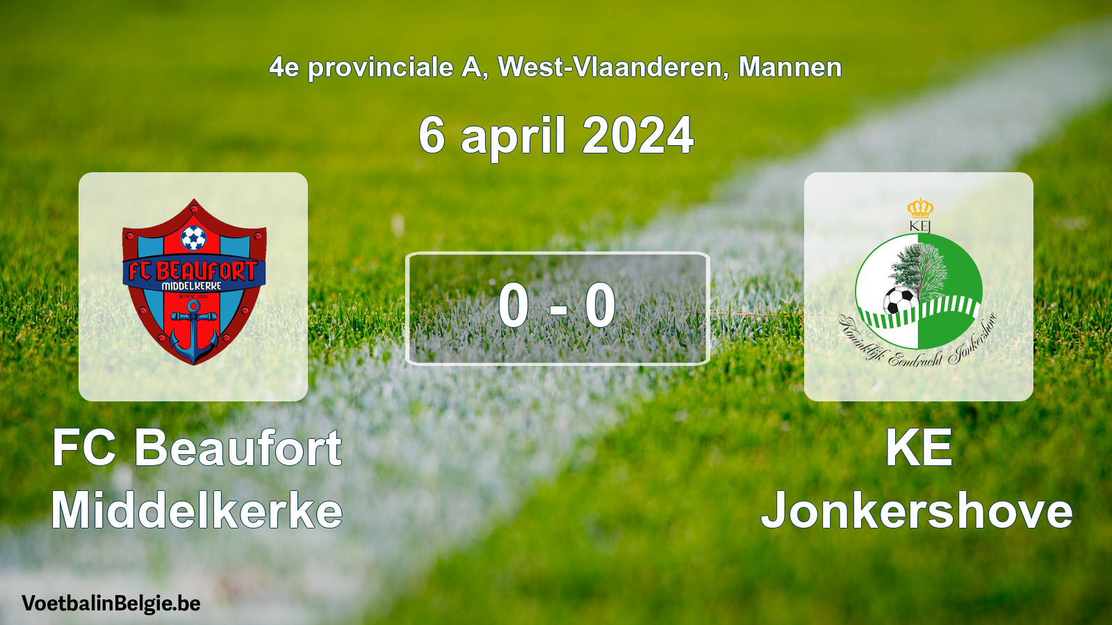 Gespeelde wedstrijd mannenvoetbal: FC Beaufort Middelkerke - KE Jonkershove 0 - 0 (6 april 2024)