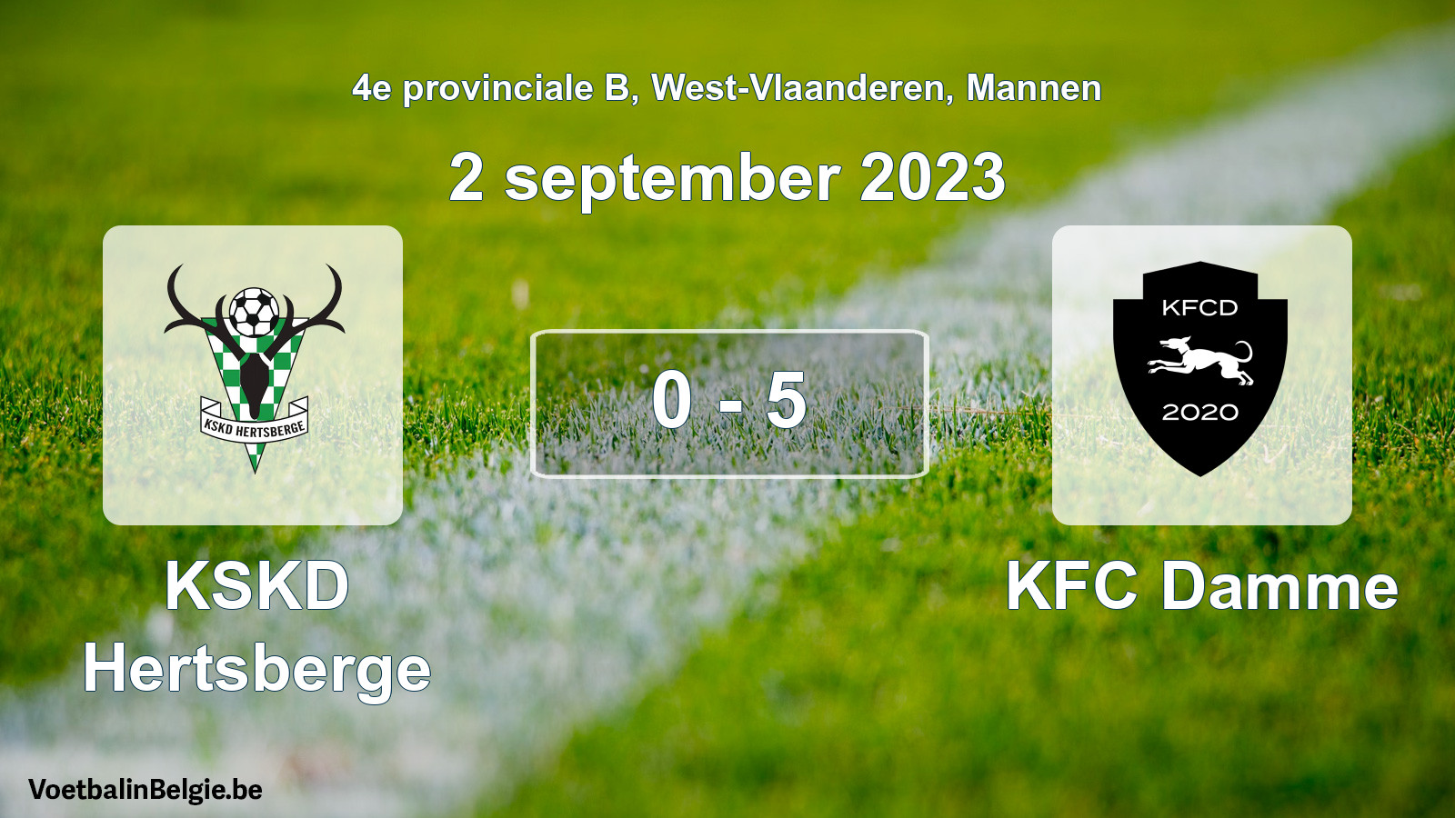 Gespeelde wedstrijd mannenvoetbal: KSKD Hertsberge - KFC Damme 0 - 5 (2 september 2023)