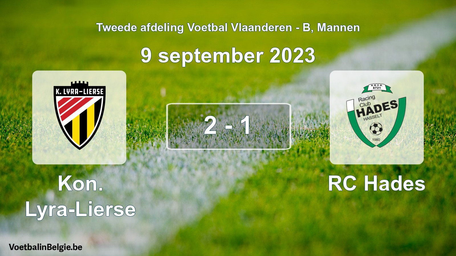 Gespeelde wedstrijd mannenvoetbal: Kon. Lyra-Lierse - RC Hades 2 - 1 (9 september 2023)