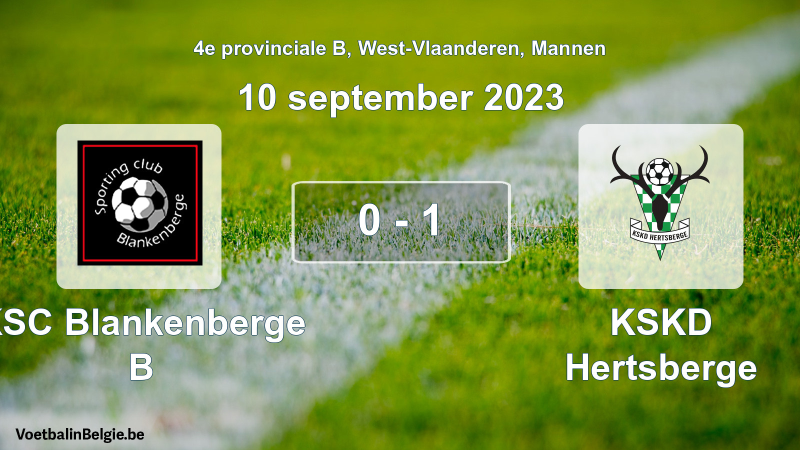 Gespeelde wedstrijd mannenvoetbal: KSC Blankenberge B - KSKD Hertsberge 0 - 1 (10 september 2023)