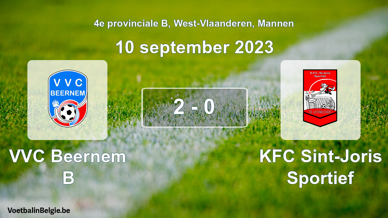 Gespeelde wedstrijd mannenvoetbal: VVC Beernem B - KFC Sint-Joris Sportief 2 - 0 (10 september 2023)