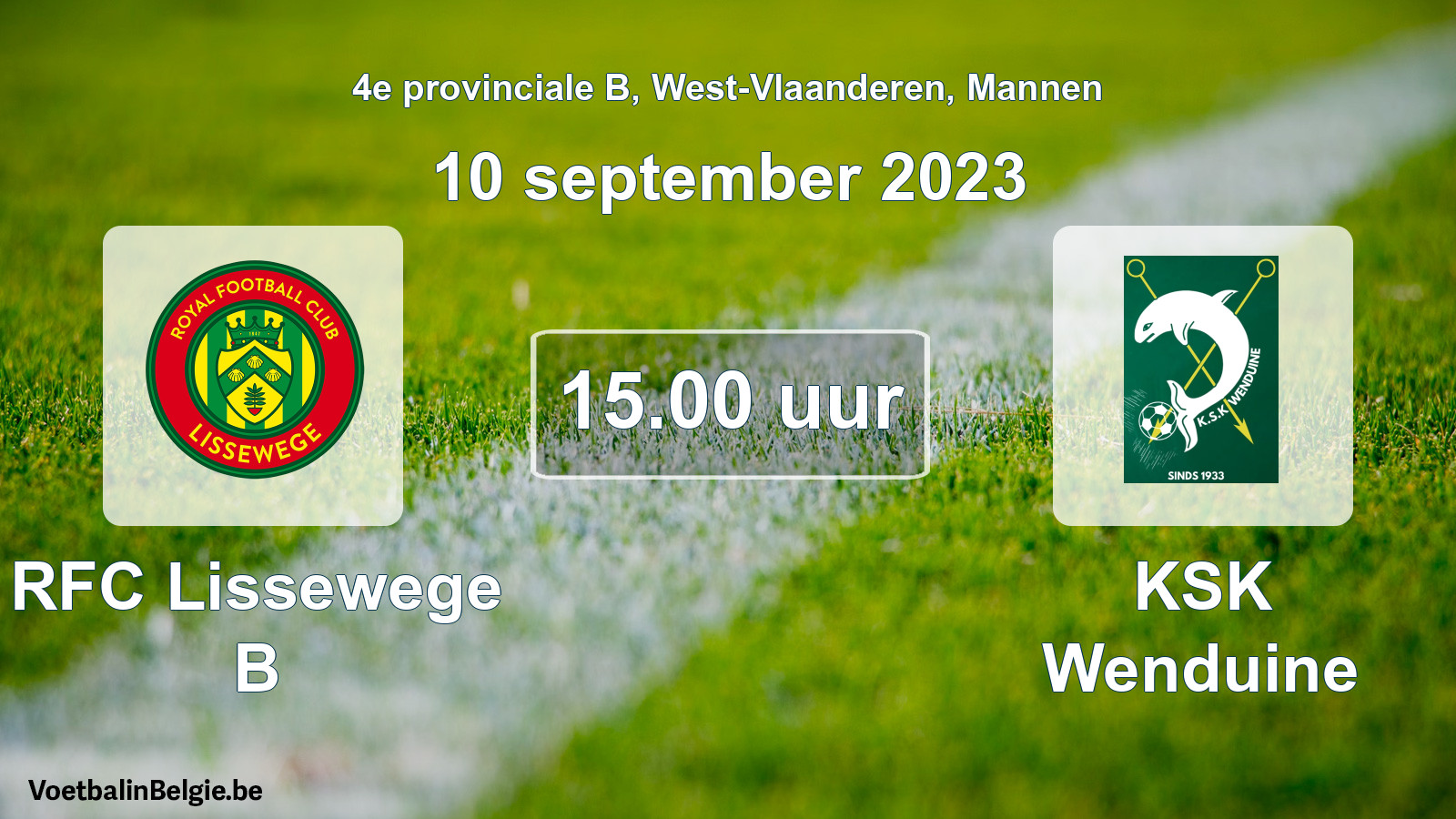 Scheduled match men football: RFC Lissewege B - KSK Wenduine (10 September 2023)