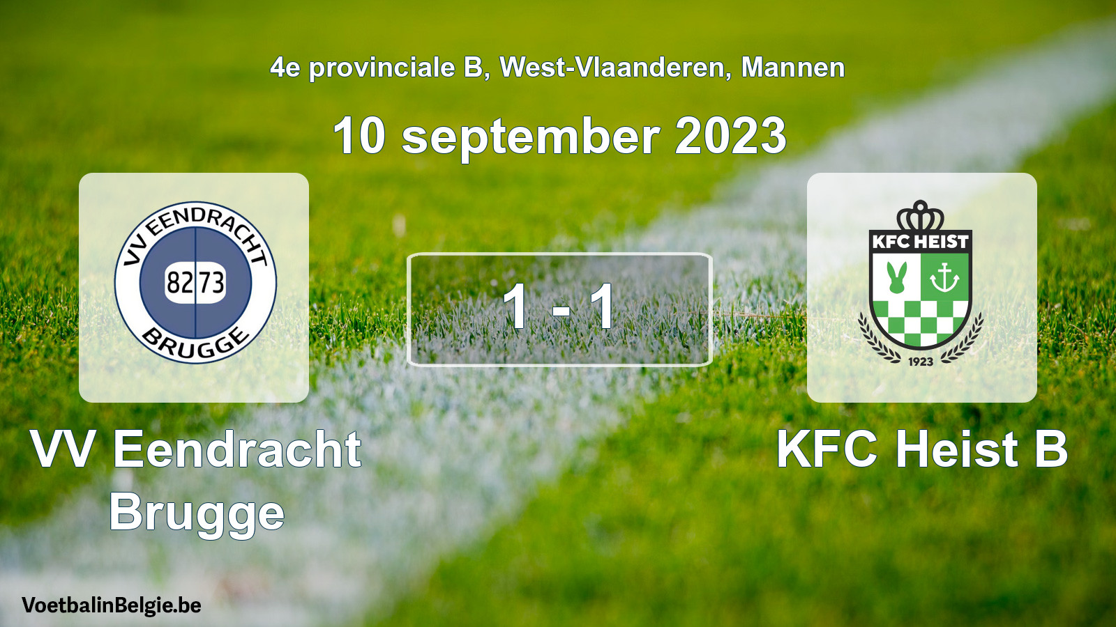 Gespeelde wedstrijd mannenvoetbal: VV Eendracht Brugge - KFC Heist B 1 - 1 (10 september 2023)