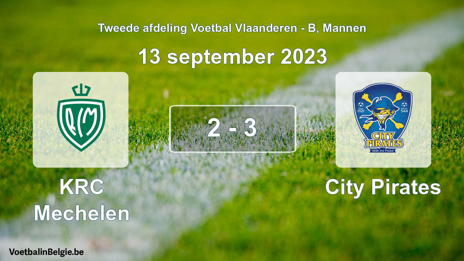 Gespeelde wedstrijd mannenvoetbal: KRC Mechelen - City Pirates 2 - 3 (13 september 2023)
