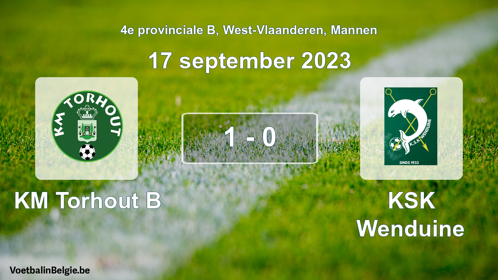 Gespeelde wedstrijd mannenvoetbal: KM Torhout B - KSK Wenduine 1 - 0 (17 september 2023)
