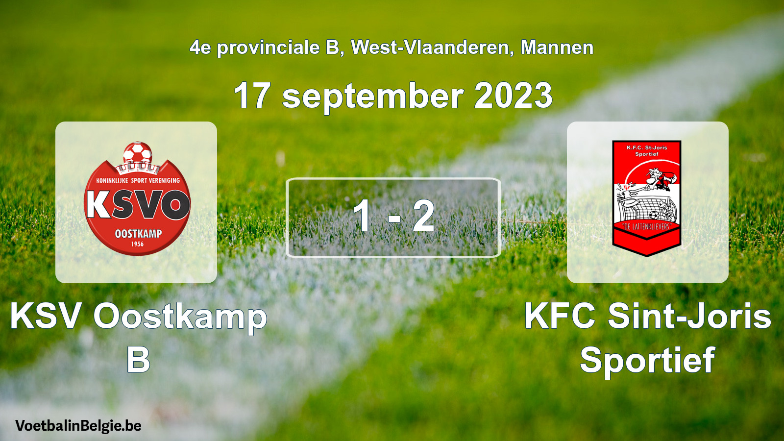 Gespeelde wedstrijd mannenvoetbal: KSV Oostkamp B - KFC Sint-Joris Sportief 1 - 2 (17 september 2023)