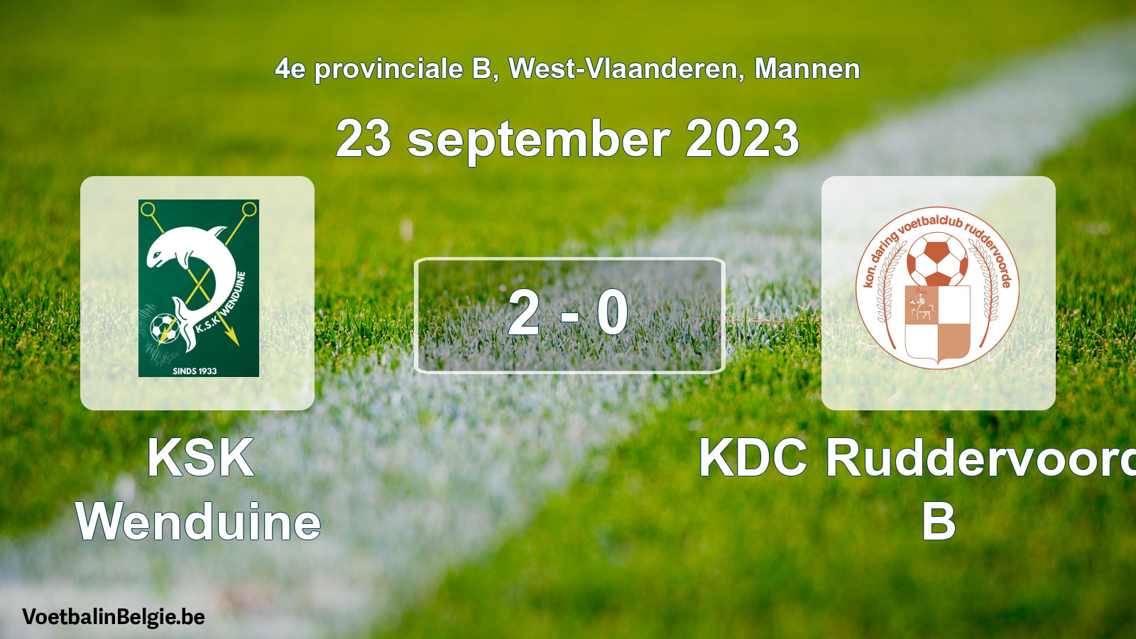 Played match men football: KSK Wenduine - KDC Ruddervoorde B 2 - 0 (23 September 2023)