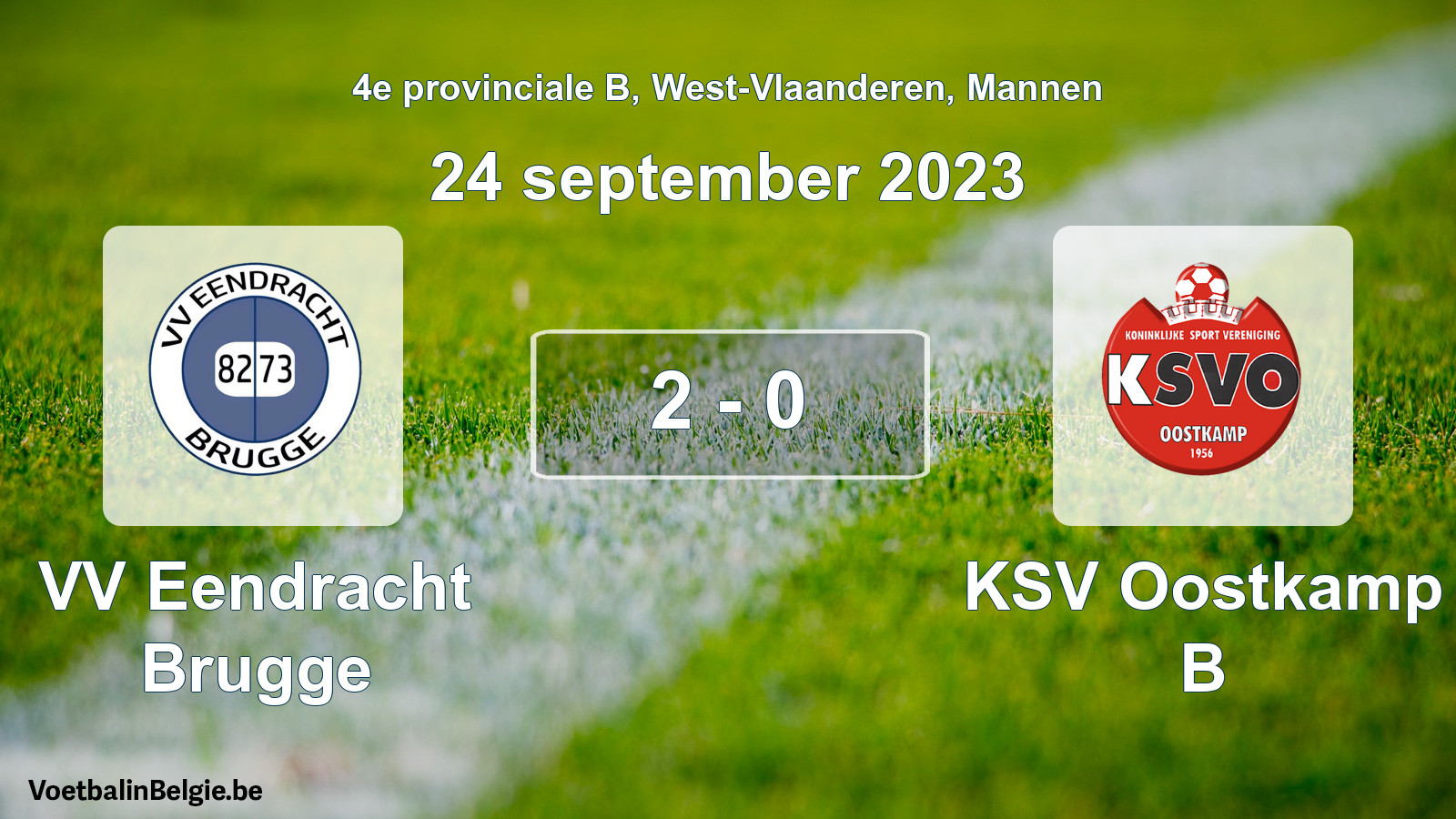 Gespeelde wedstrijd mannenvoetbal: VV Eendracht Brugge - KSV Oostkamp B 2 - 0 (24 september 2023)