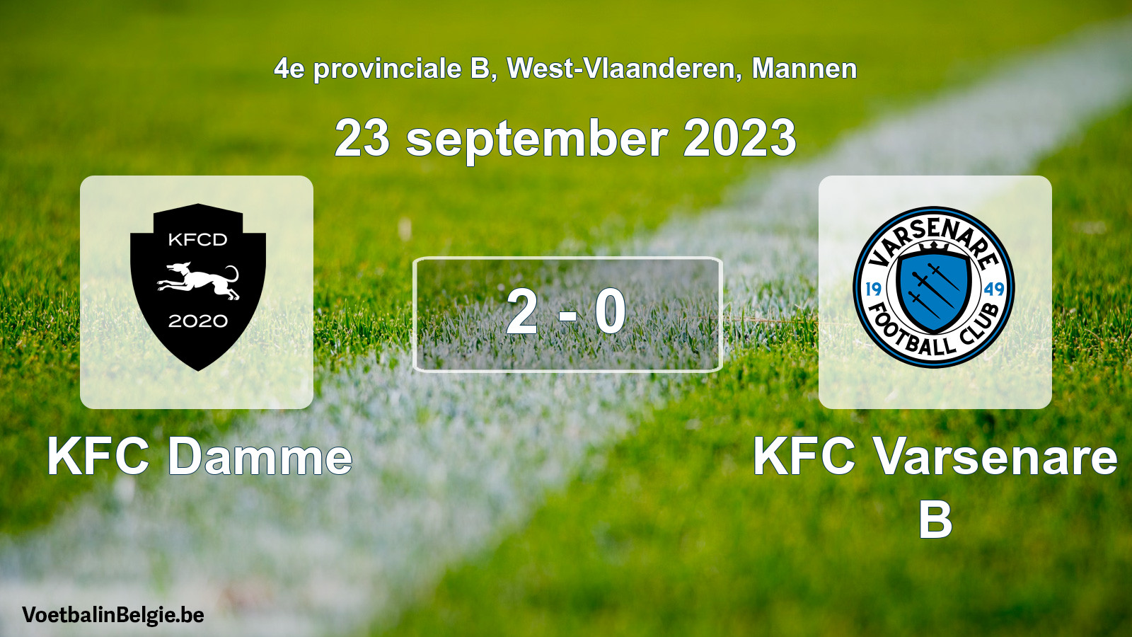 Gespeelde wedstrijd mannenvoetbal: KFC Damme - KFC Varsenare B 2 - 0 (23 september 2023)