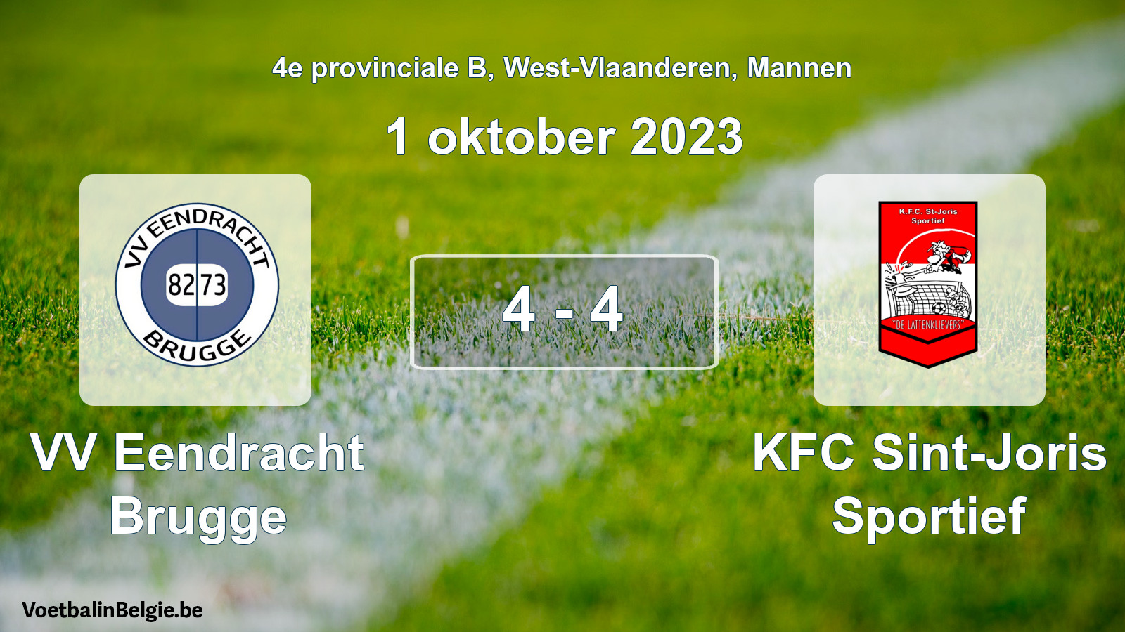 Gespeelde wedstrijd mannenvoetbal: VV Eendracht Brugge - KFC Sint-Joris Sportief 4 - 4 (1 oktober 2023)