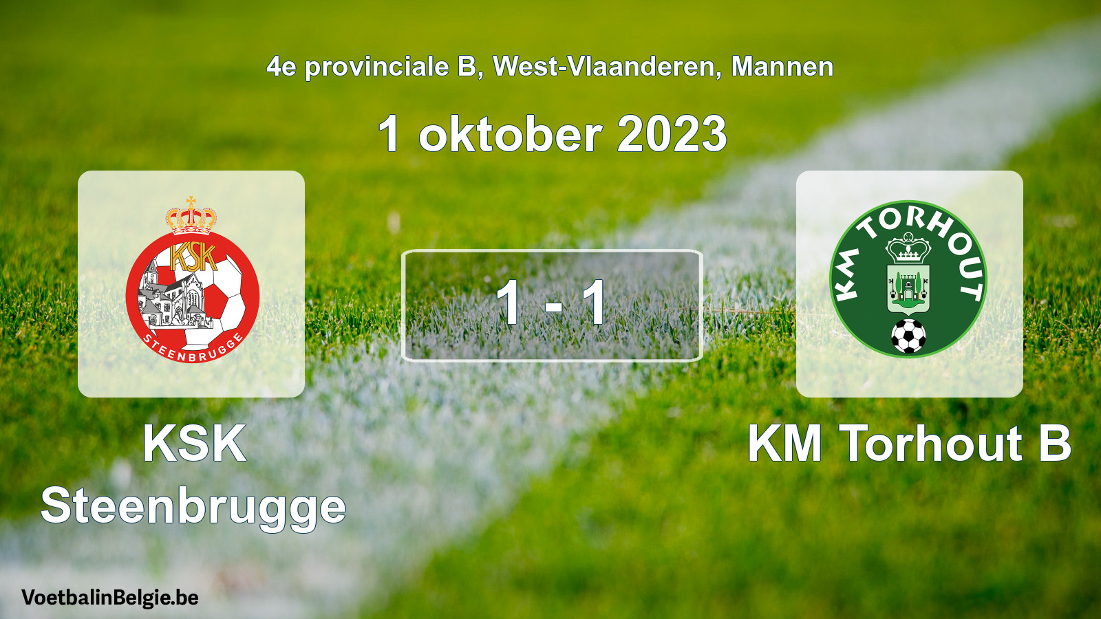 Gespeelde wedstrijd mannenvoetbal: KSK Steenbrugge - KM Torhout B 1 - 1 (1 oktober 2023)
