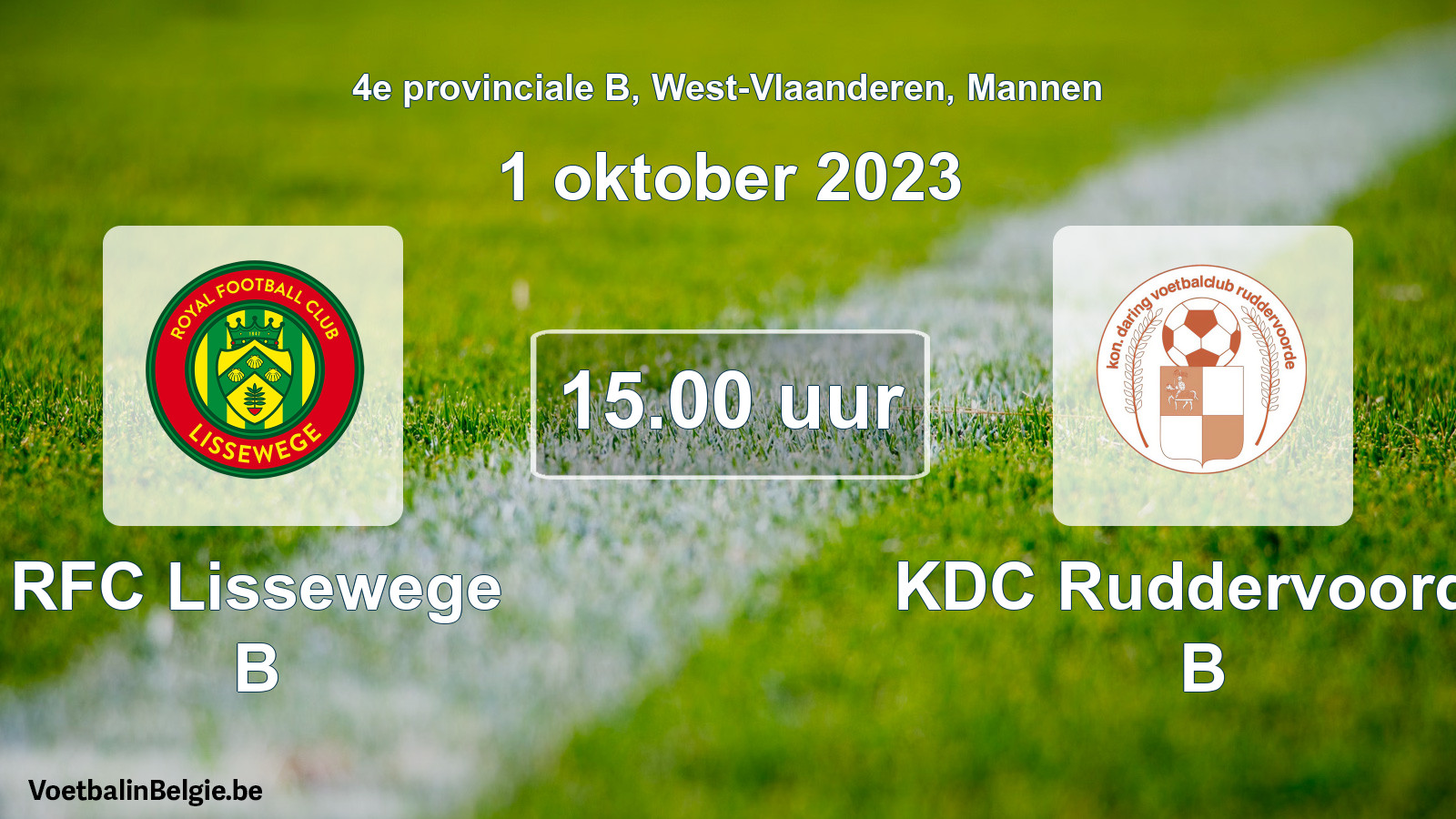 Geplande wedstrijd mannenvoetbal: RFC Lissewege B - KDC Ruddervoorde B (1 oktober 2023)