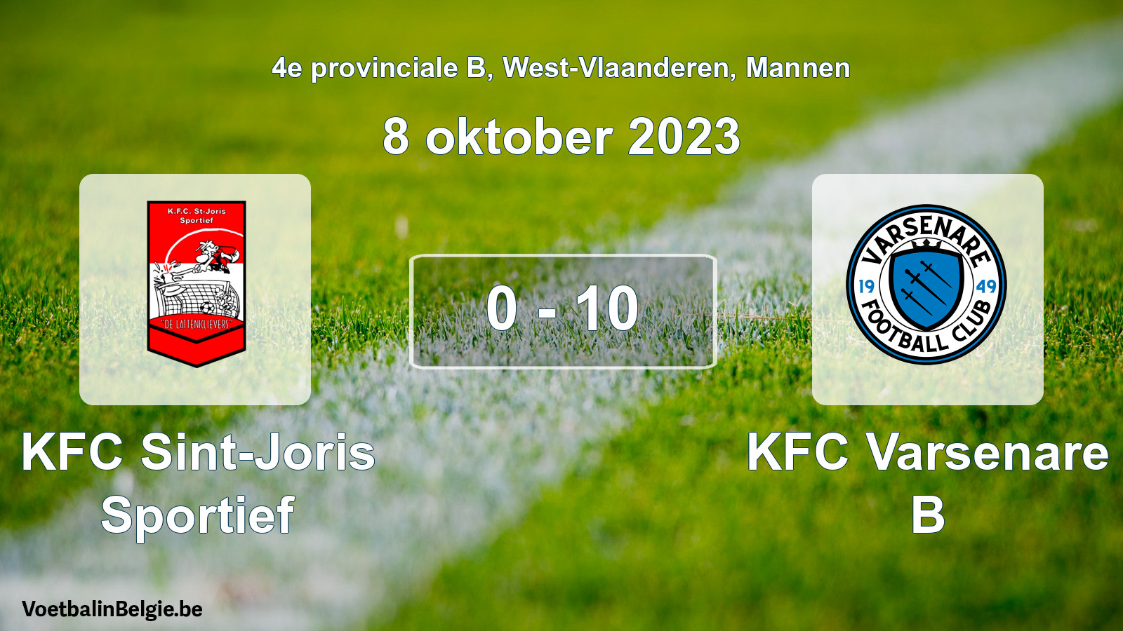 Gespeelde wedstrijd mannenvoetbal: KFC Sint-Joris Sportief - KFC Varsenare B 0 - 10 (8 oktober 2023)
