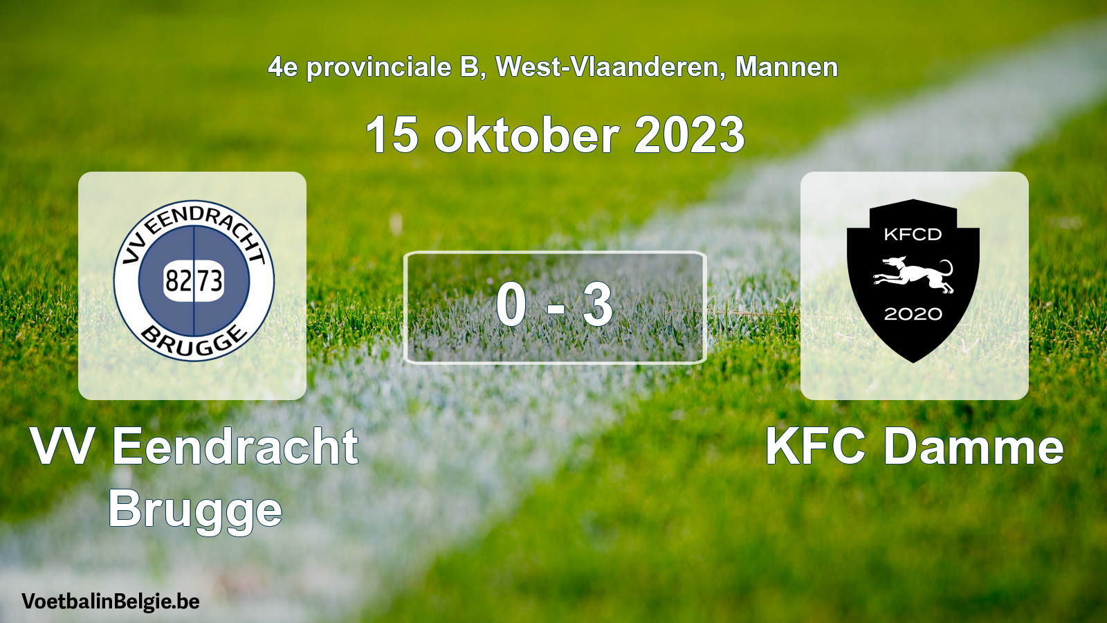 Gespeelde wedstrijd mannenvoetbal: VV Eendracht Brugge - KFC Damme 0 - 3 (15 oktober 2023)