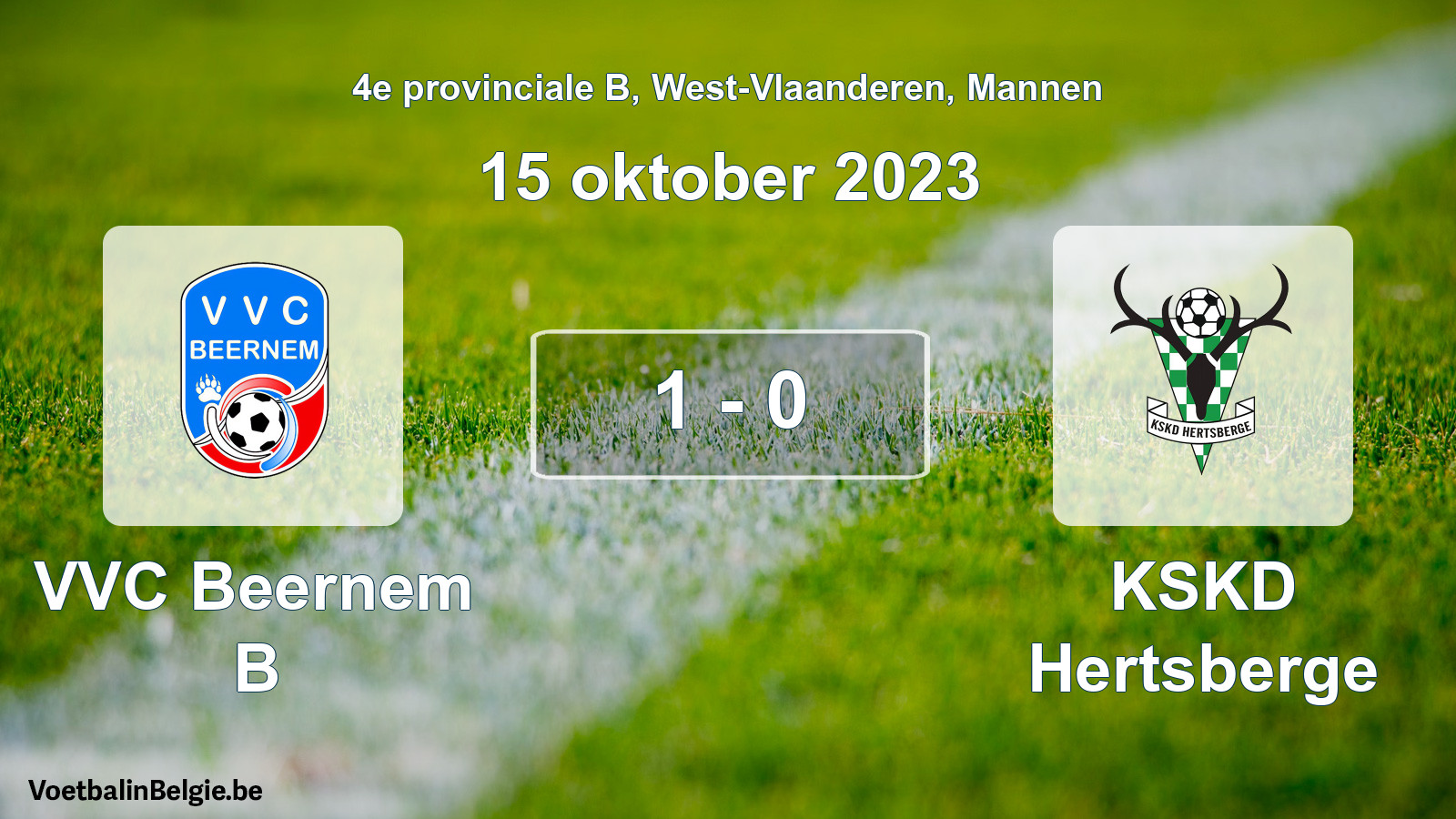 Gespeelde wedstrijd mannenvoetbal: VVC Beernem B - KSKD Hertsberge 1 - 0 (15 oktober 2023)