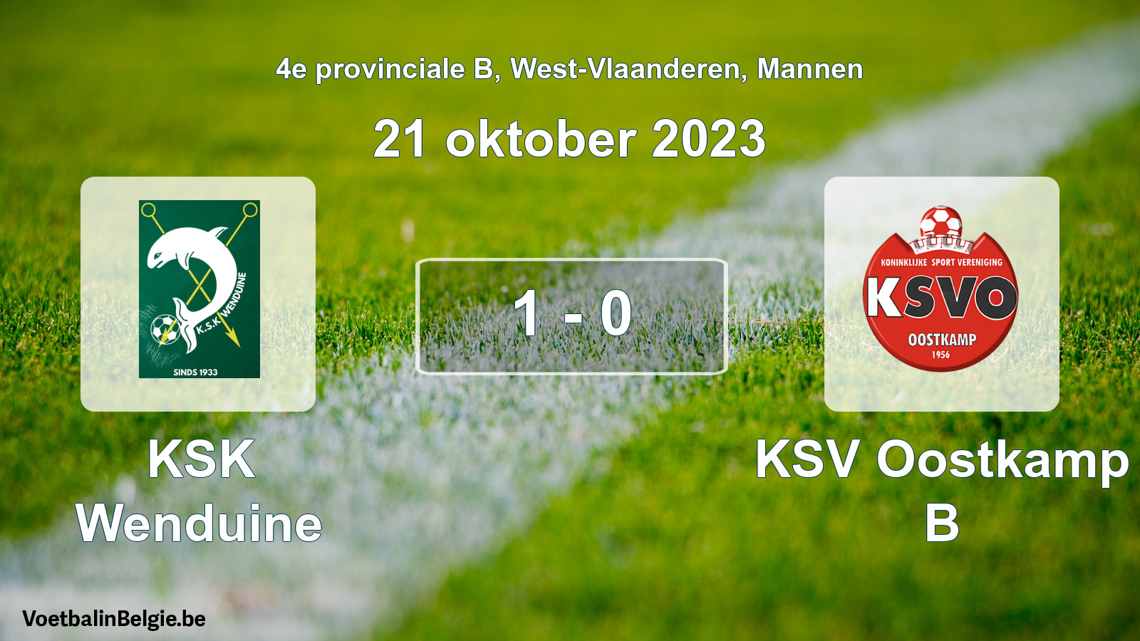 Gespeelde wedstrijd mannenvoetbal: KSK Wenduine - KSV Oostkamp B 1 - 0 (21 oktober 2023)
