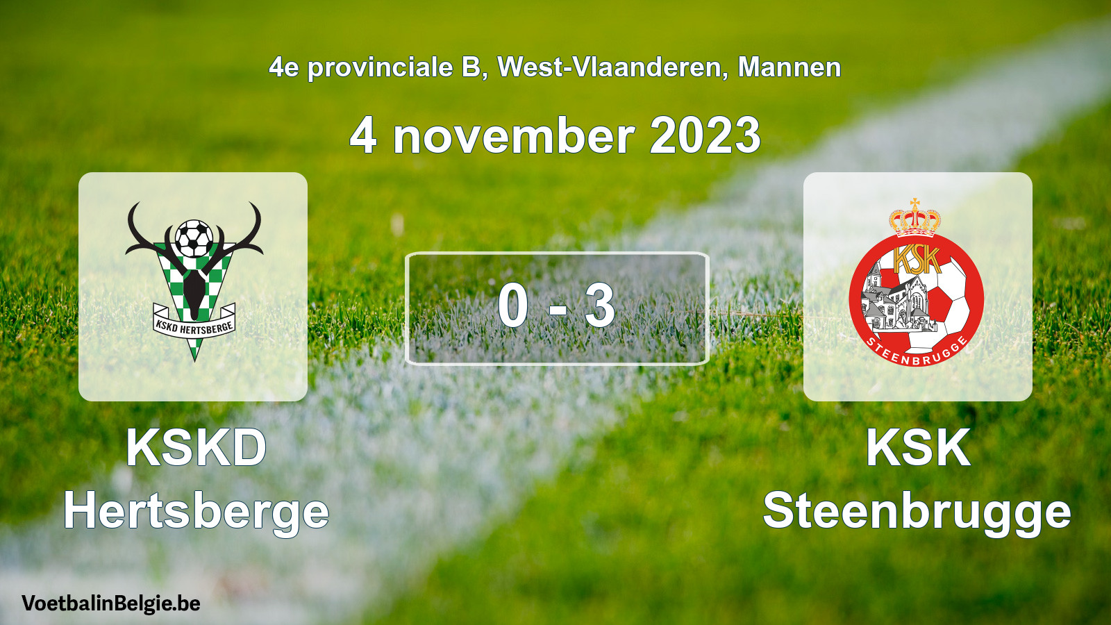 Gespeelde wedstrijd mannenvoetbal: KSKD Hertsberge - KSK Steenbrugge 0 - 3 (4 november 2023)