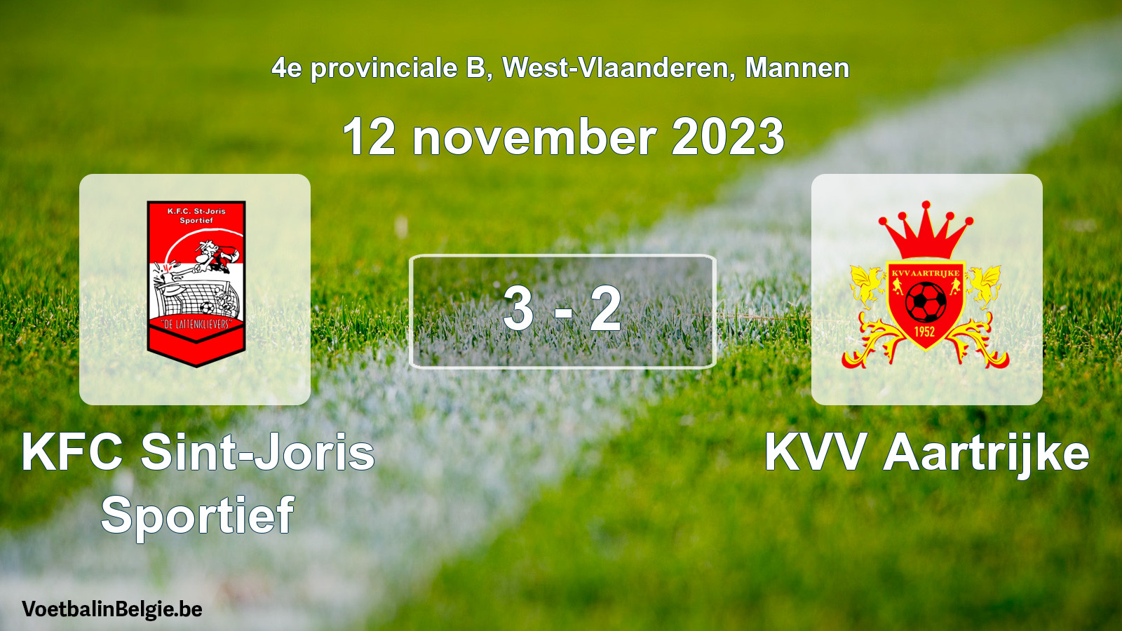 Gespeelde wedstrijd mannenvoetbal: KFC Sint-Joris Sportief - KVV Aartrijke 3 - 2 (12 november 2023)