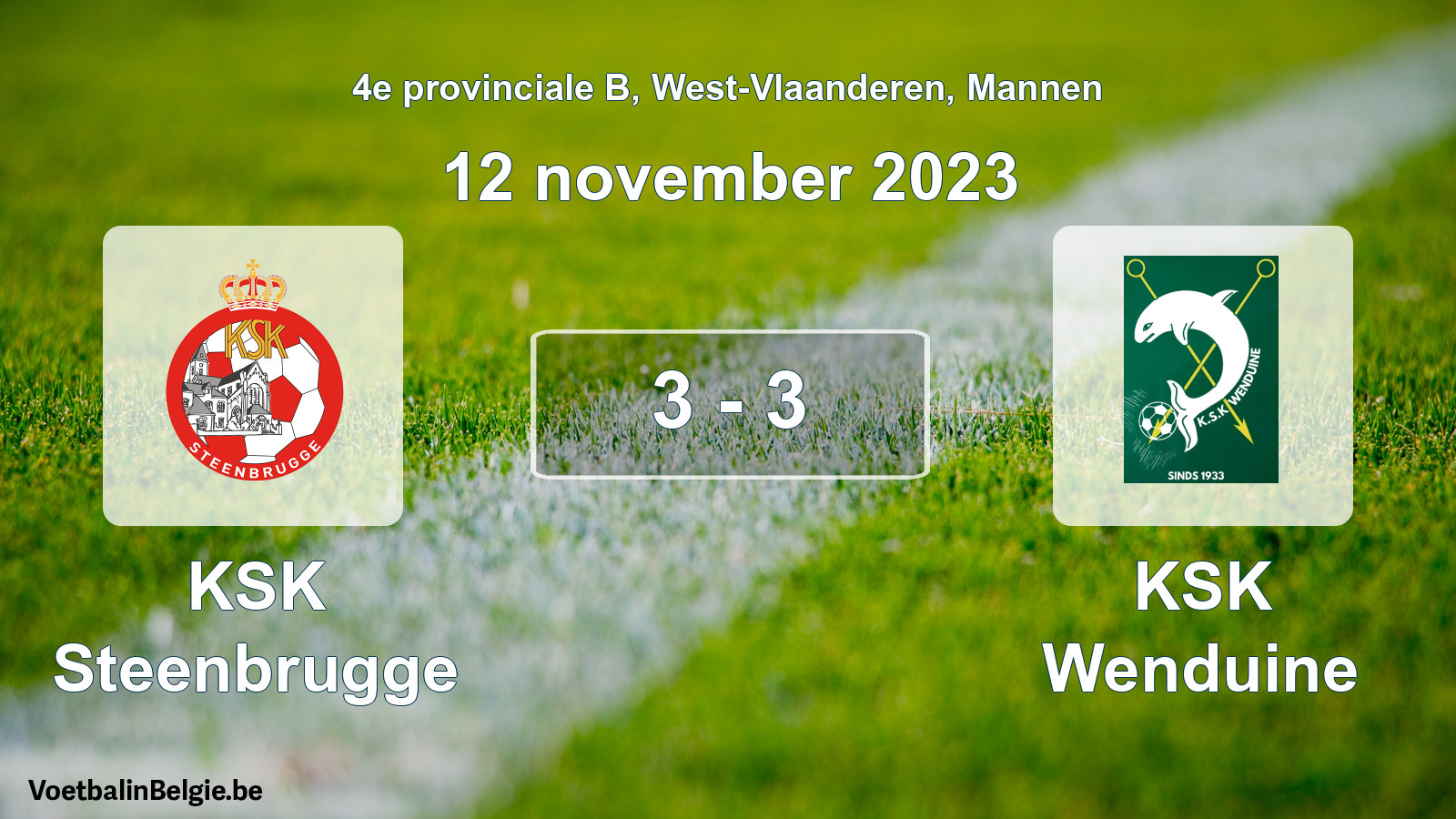 Gespeelde wedstrijd mannenvoetbal: KSK Steenbrugge - KSK Wenduine 3 - 3 (12 november 2023)