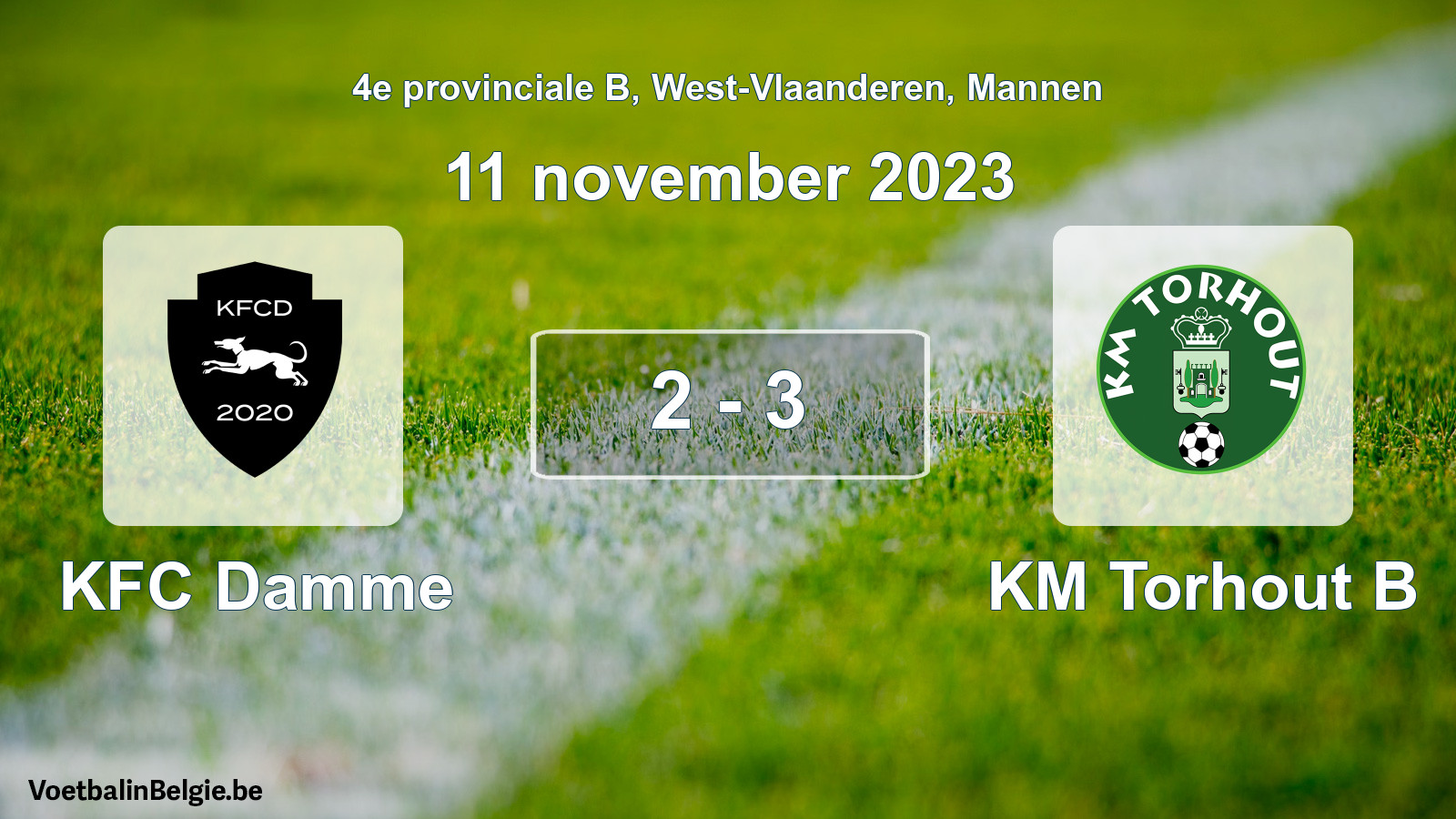 Played match men football: KFC Damme - KM Torhout B 2 - 3 (11 November 2023)
