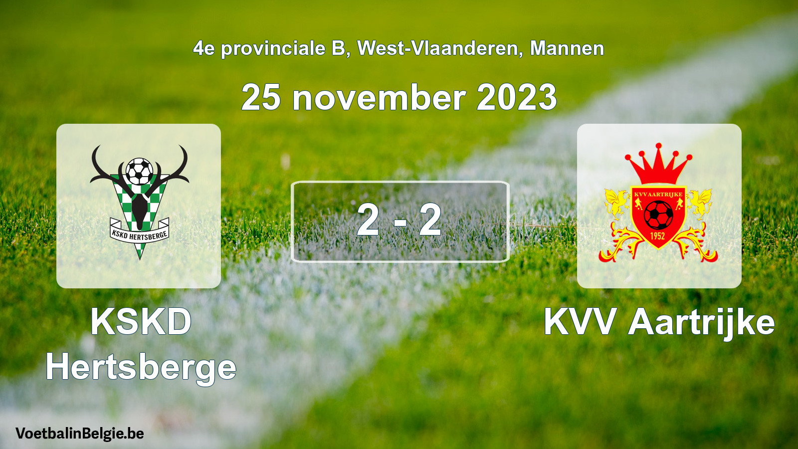 Gespeelde wedstrijd mannenvoetbal: KSKD Hertsberge - KVV Aartrijke 2 - 2 (25 november 2023)