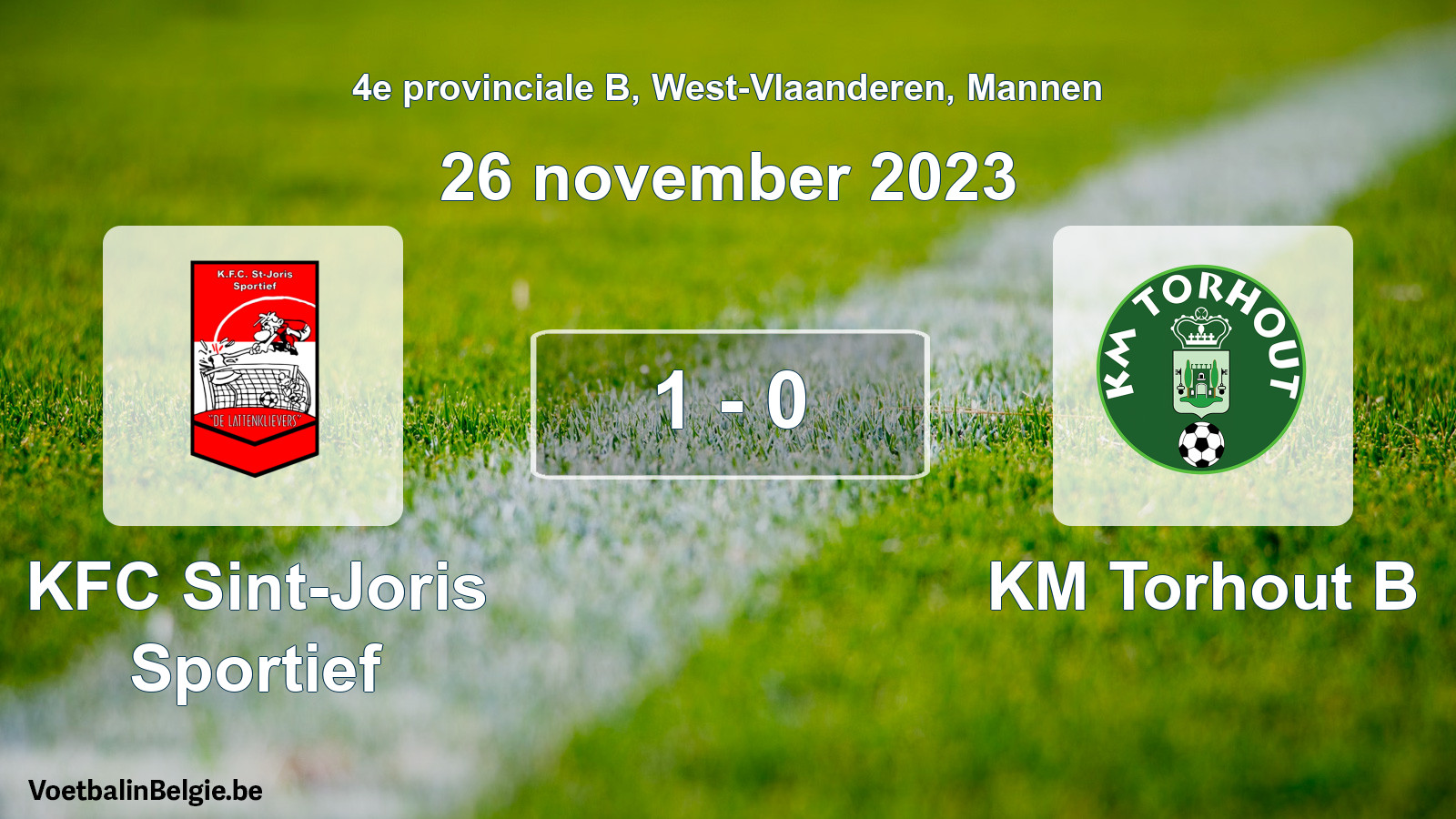 Gespeelde wedstrijd mannenvoetbal: KFC Sint-Joris Sportief - KM Torhout B 1 - 0 (26 november 2023)