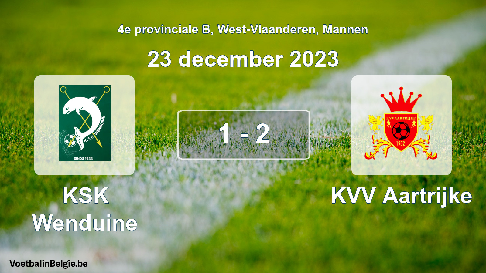 Gespeelde wedstrijd mannenvoetbal: KSK Wenduine - KVV Aartrijke 1 - 2 (23 december 2023)