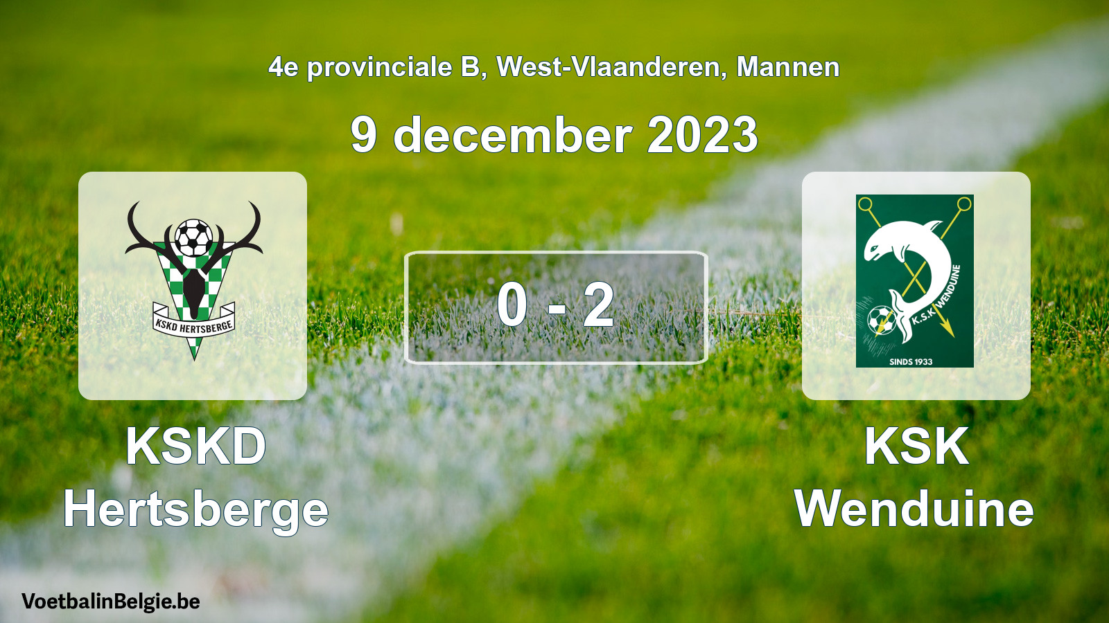 Gespeelde wedstrijd mannenvoetbal: KSKD Hertsberge - KSK Wenduine 0 - 2 (9 december 2023)