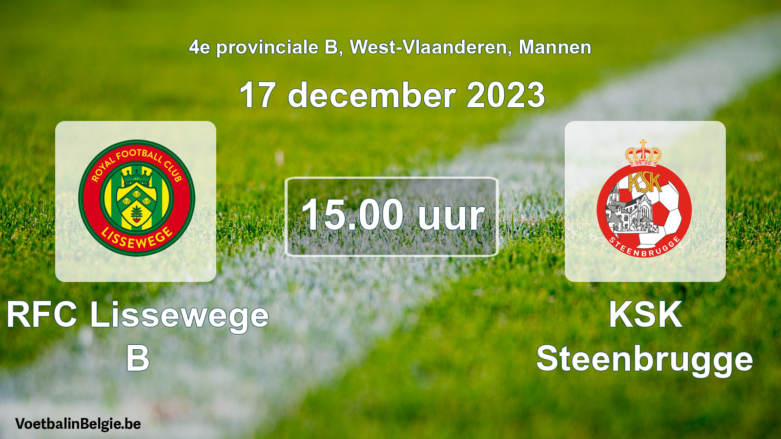 Geplande wedstrijd mannenvoetbal: RFC Lissewege B - KSK Steenbrugge (17 december 2023)
