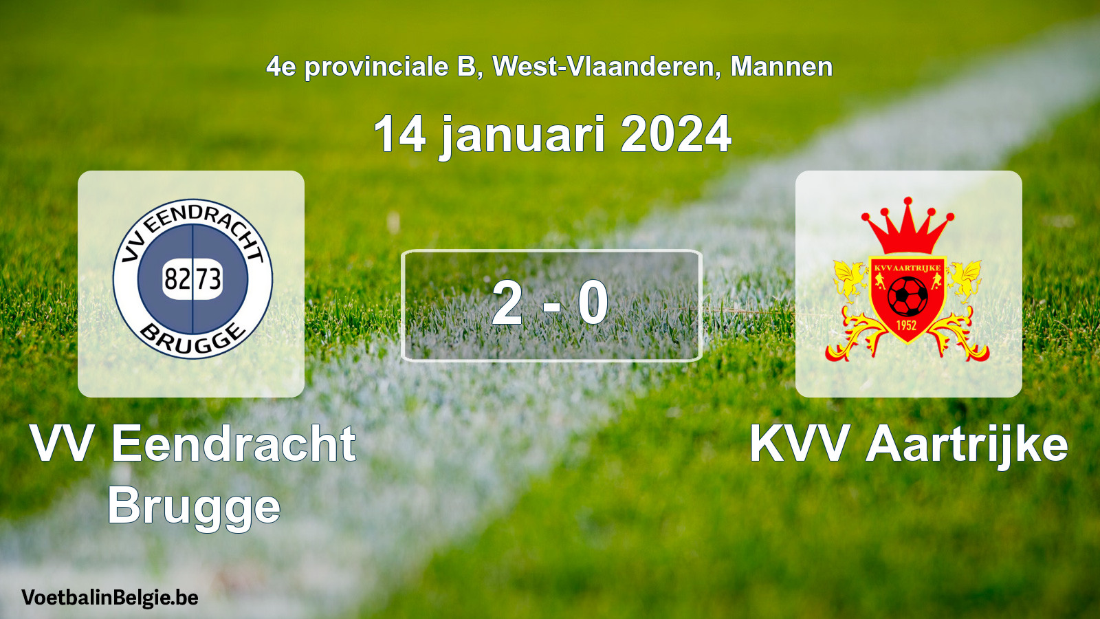 Gespeelde wedstrijd mannenvoetbal: VV Eendracht Brugge - KVV Aartrijke 2 - 0 (14 januari 2024)