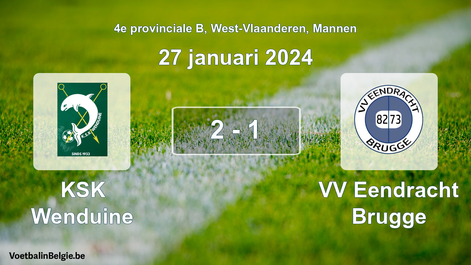 Gespeelde wedstrijd mannenvoetbal: KSK Wenduine - VV Eendracht Brugge 2 - 1 (27 januari 2024)