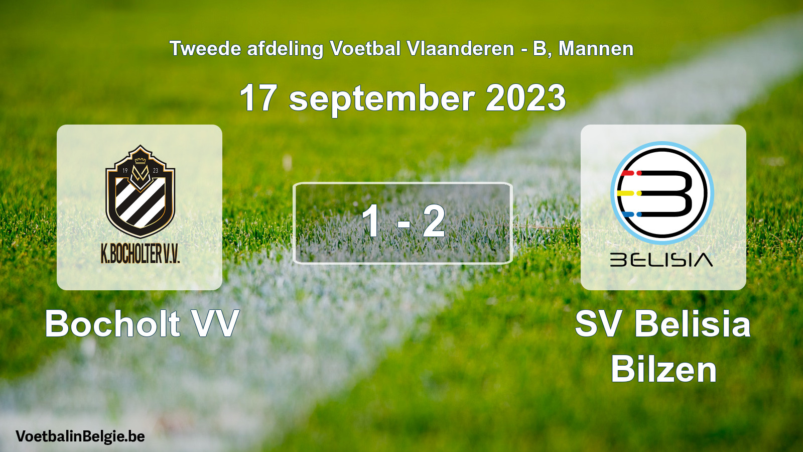 Gespeelde wedstrijd mannenvoetbal: Bocholt VV - SV Belisia Bilzen 1 - 2 (17 september 2023)