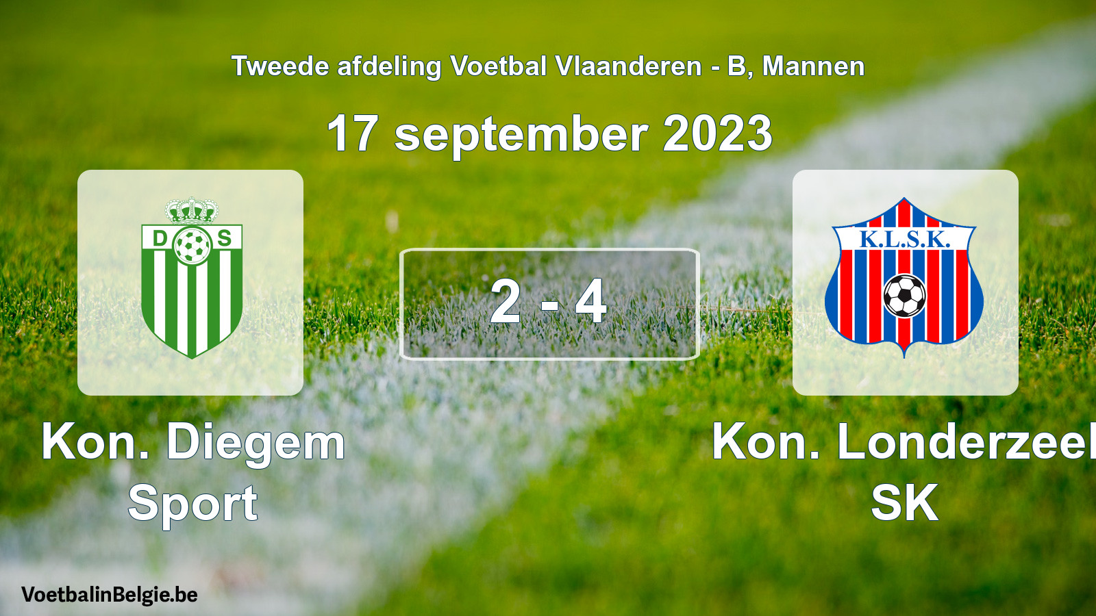 Gespeelde wedstrijd mannenvoetbal: Kon. Diegem Sport - Kon. Londerzeel SK 2 - 4 (17 september 2023)