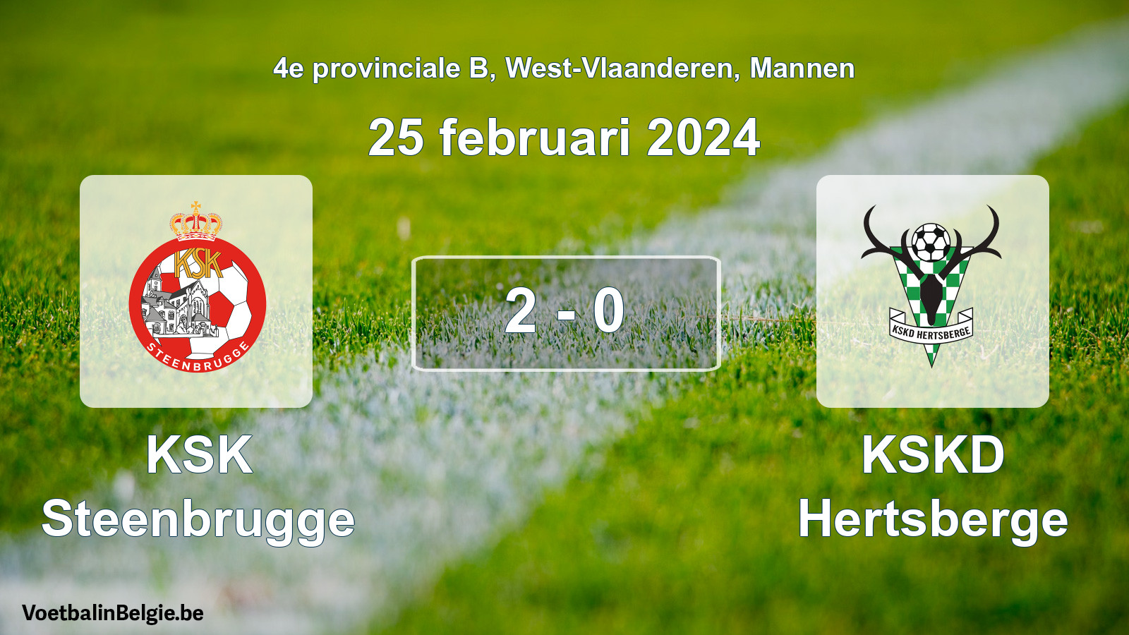 Gespeelde wedstrijd mannenvoetbal: KSK Steenbrugge - KSKD Hertsberge 2 - 0 (25 februari 2024)