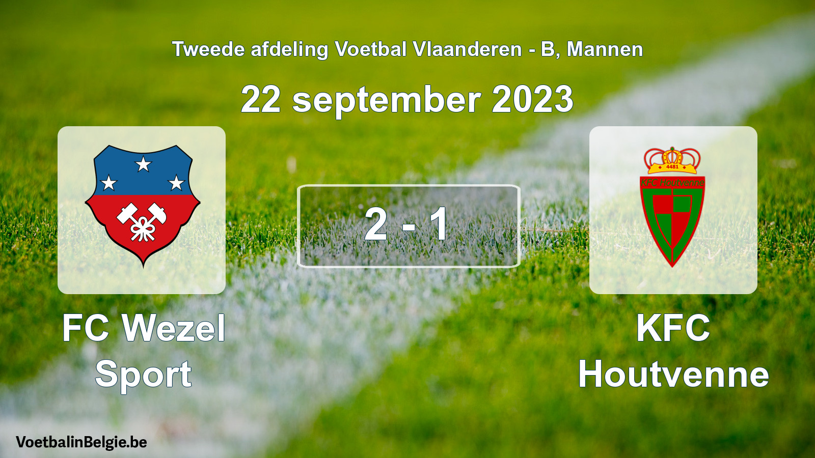 Gespeelde wedstrijd mannenvoetbal: FC Wezel Sport - KFC Houtvenne 2 - 1 (22 september 2023)