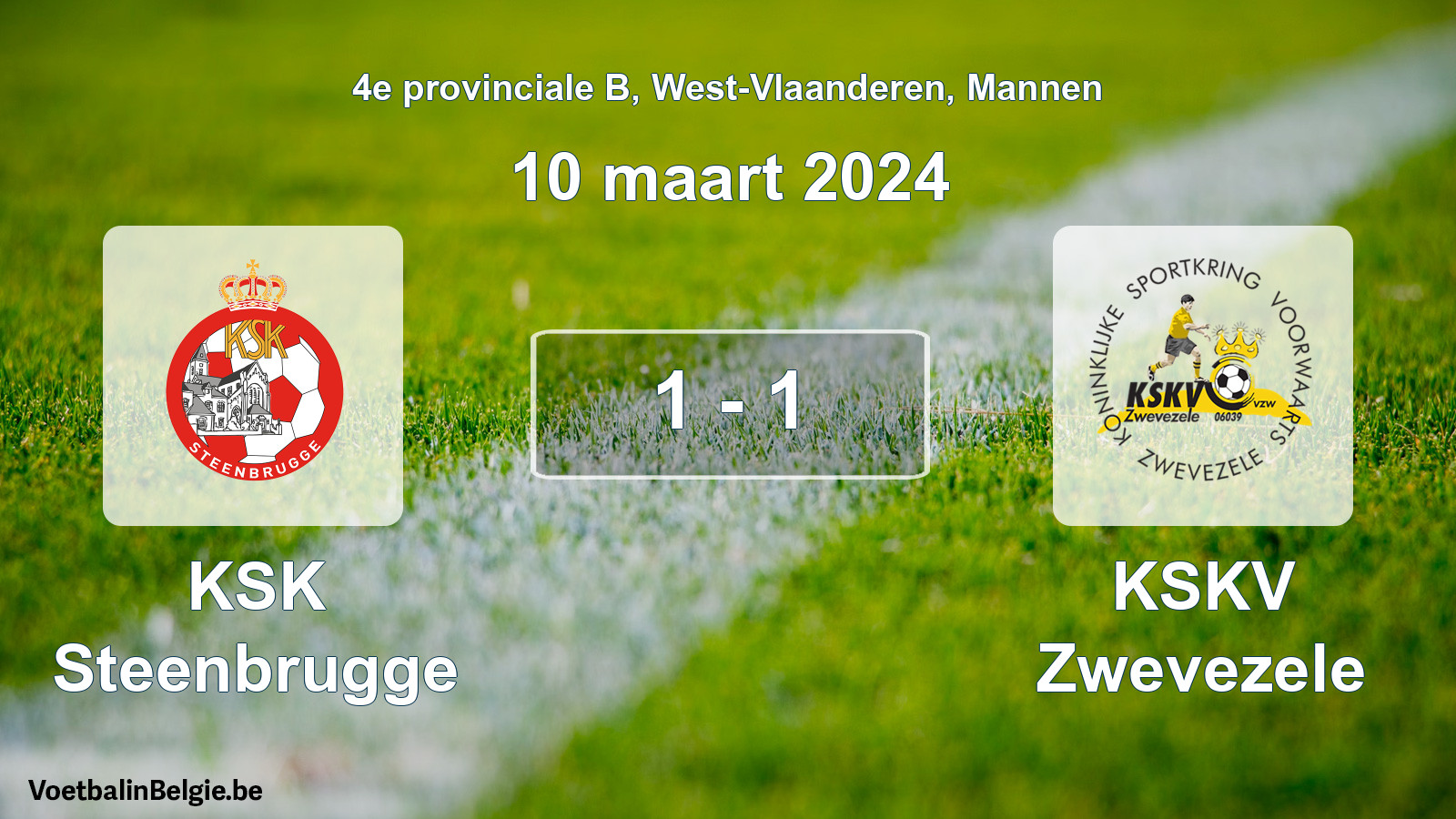Gespeelde wedstrijd mannenvoetbal: KSK Steenbrugge - KSKV Zwevezele 1 - 1 (10 maart 2024)
